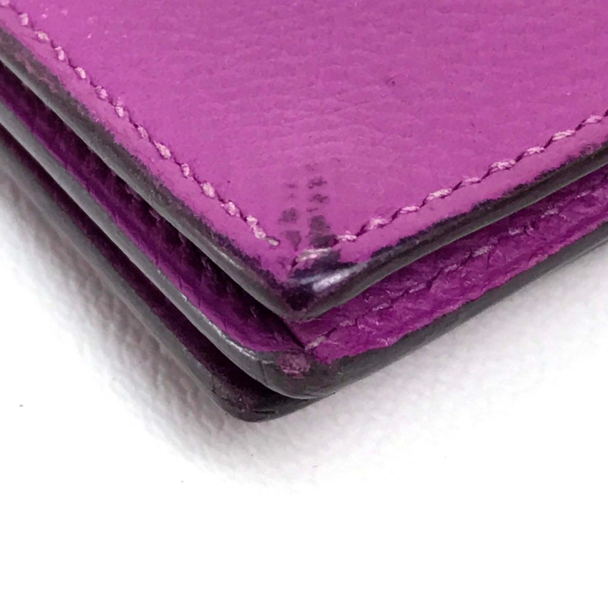 Hermes With gusset Long Wallet cyclamen purple SilverHardware