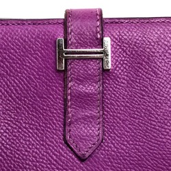 Hermes With gusset Long Wallet cyclamen purple SilverHardware