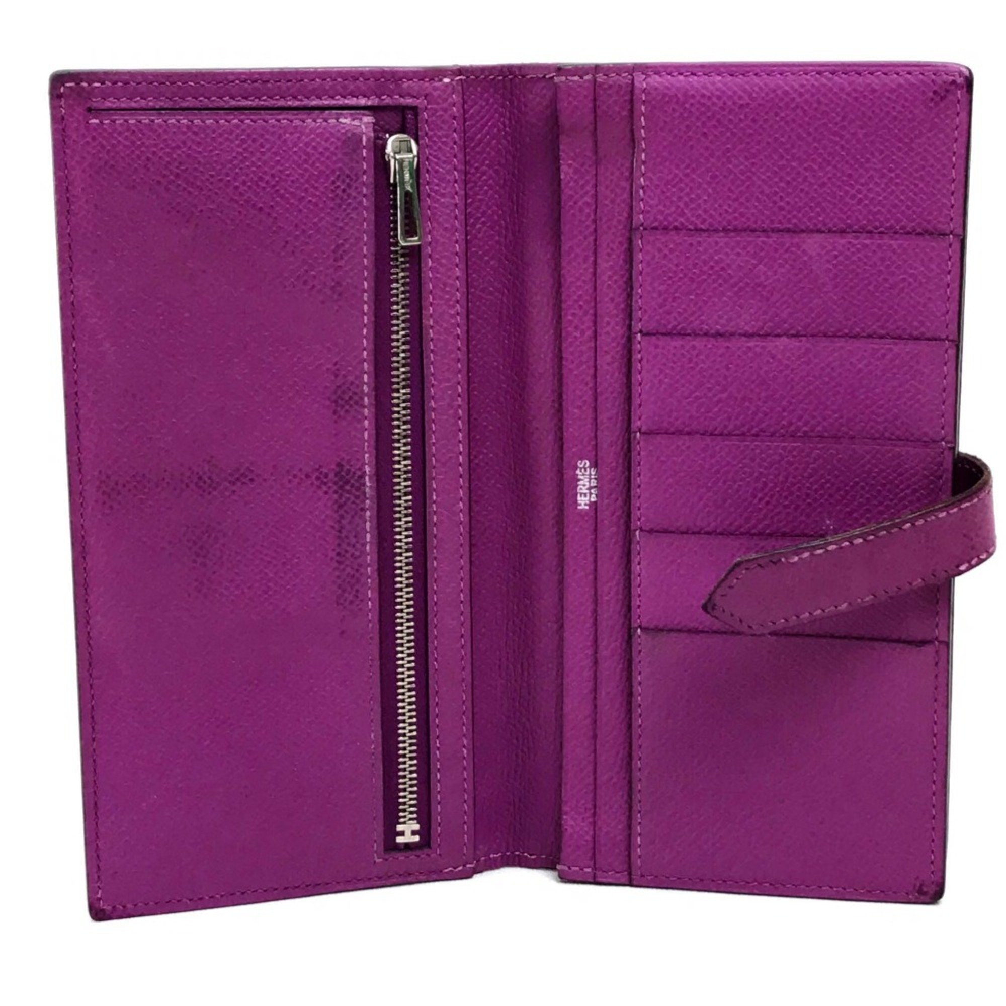 Hermes With gusset Long Wallet cyclamen purple SilverHardware