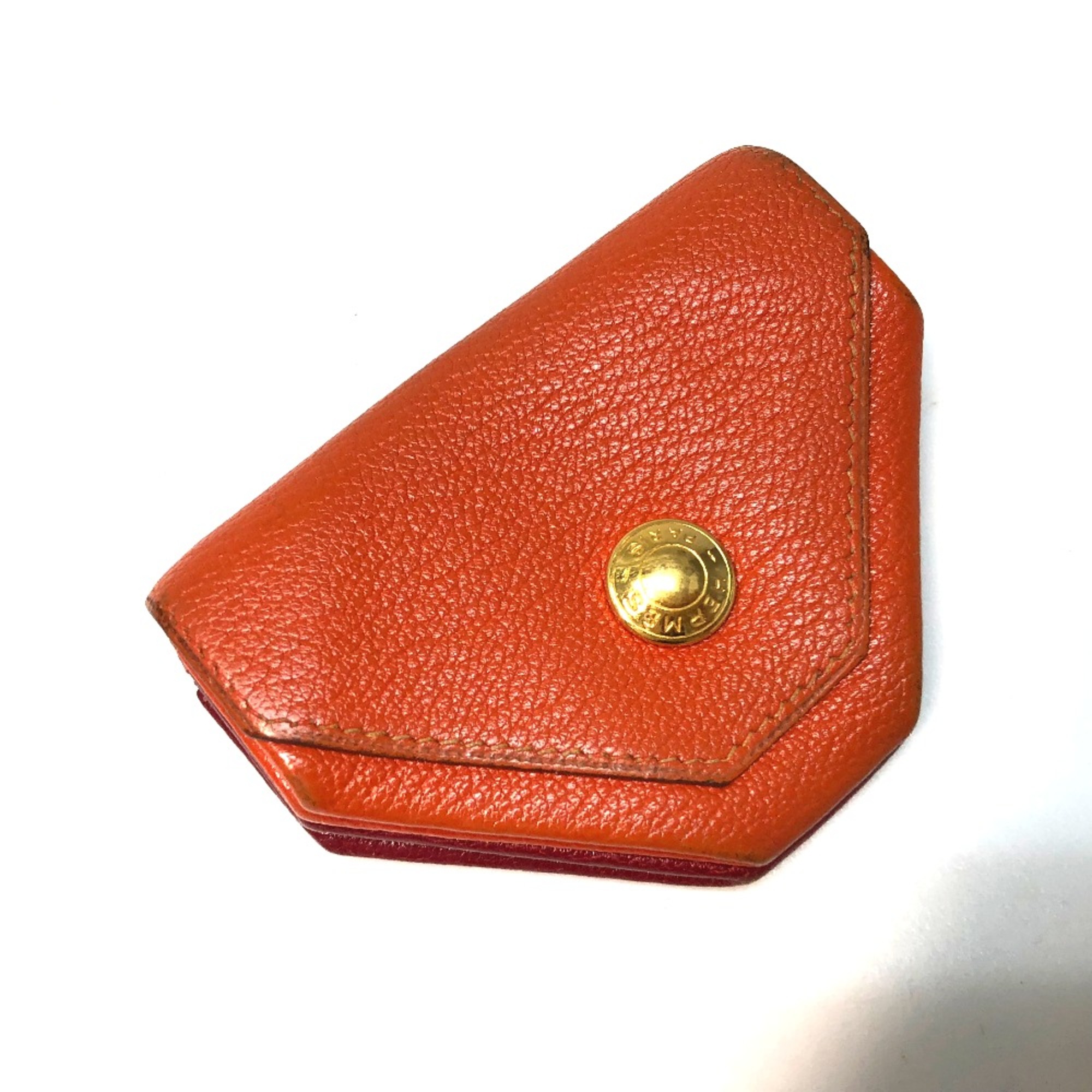 Hermes Coin Compartment coin purse Orange GoldHardware