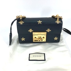 Gucci 432182 Crossbody bag Pochette Chain Shoulder Bag Black Gold