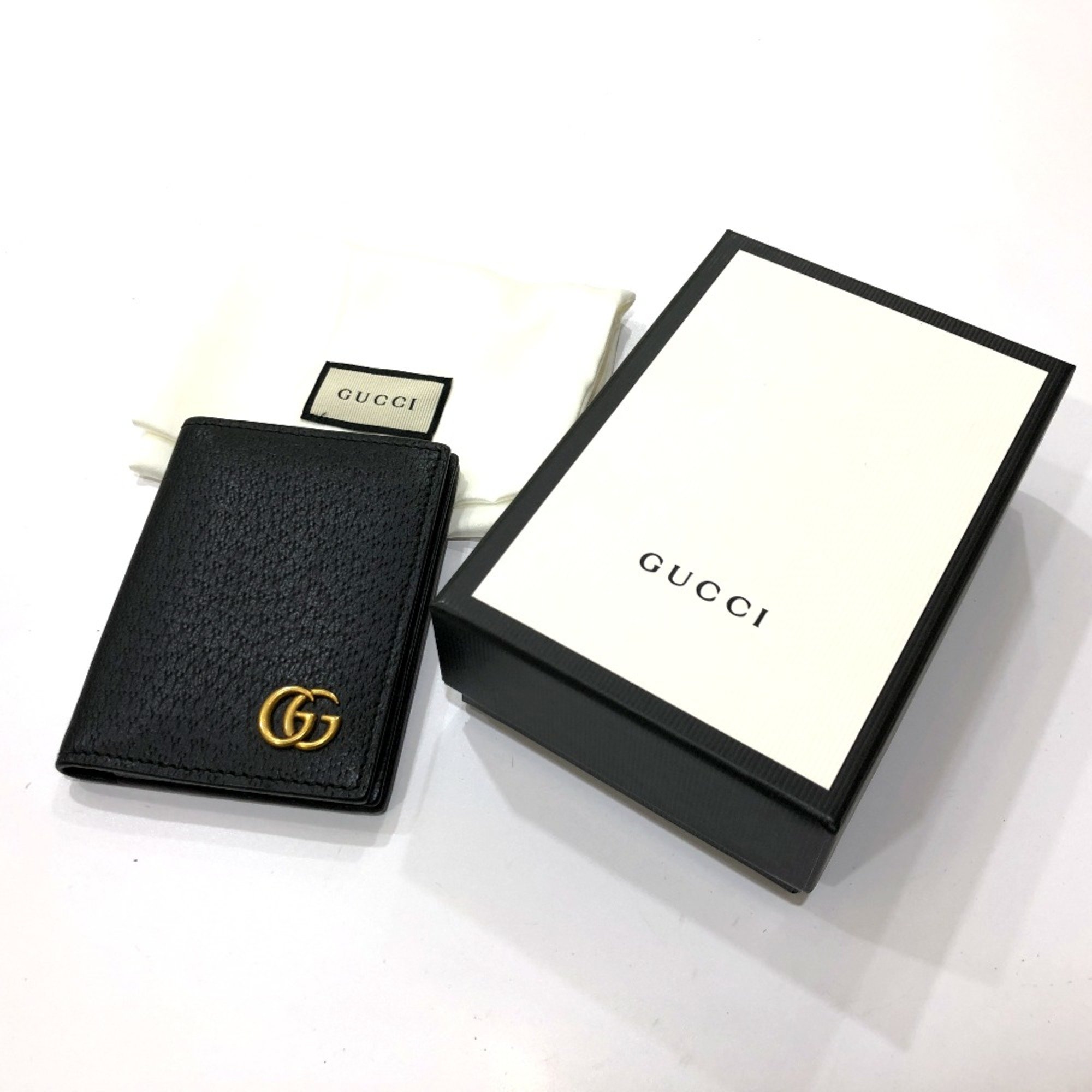 Gucci 428737 IC case business card holder Card Case Black GoldHardware