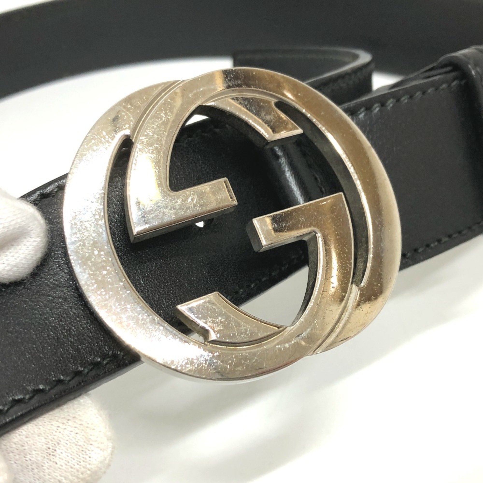 Gucci 114984 belt Black SilverHardware