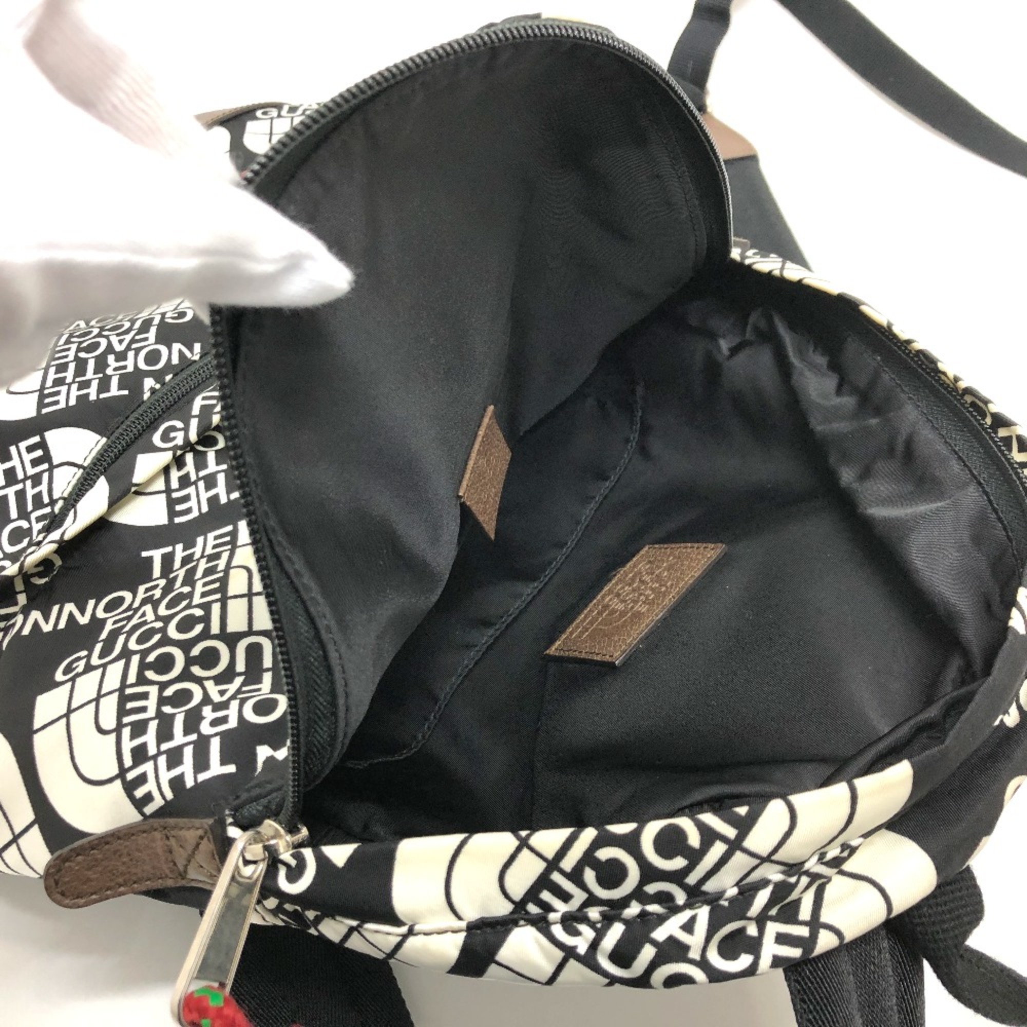 Gucci 650288 Backpack Backpack Black x White Brown/SilverHardware