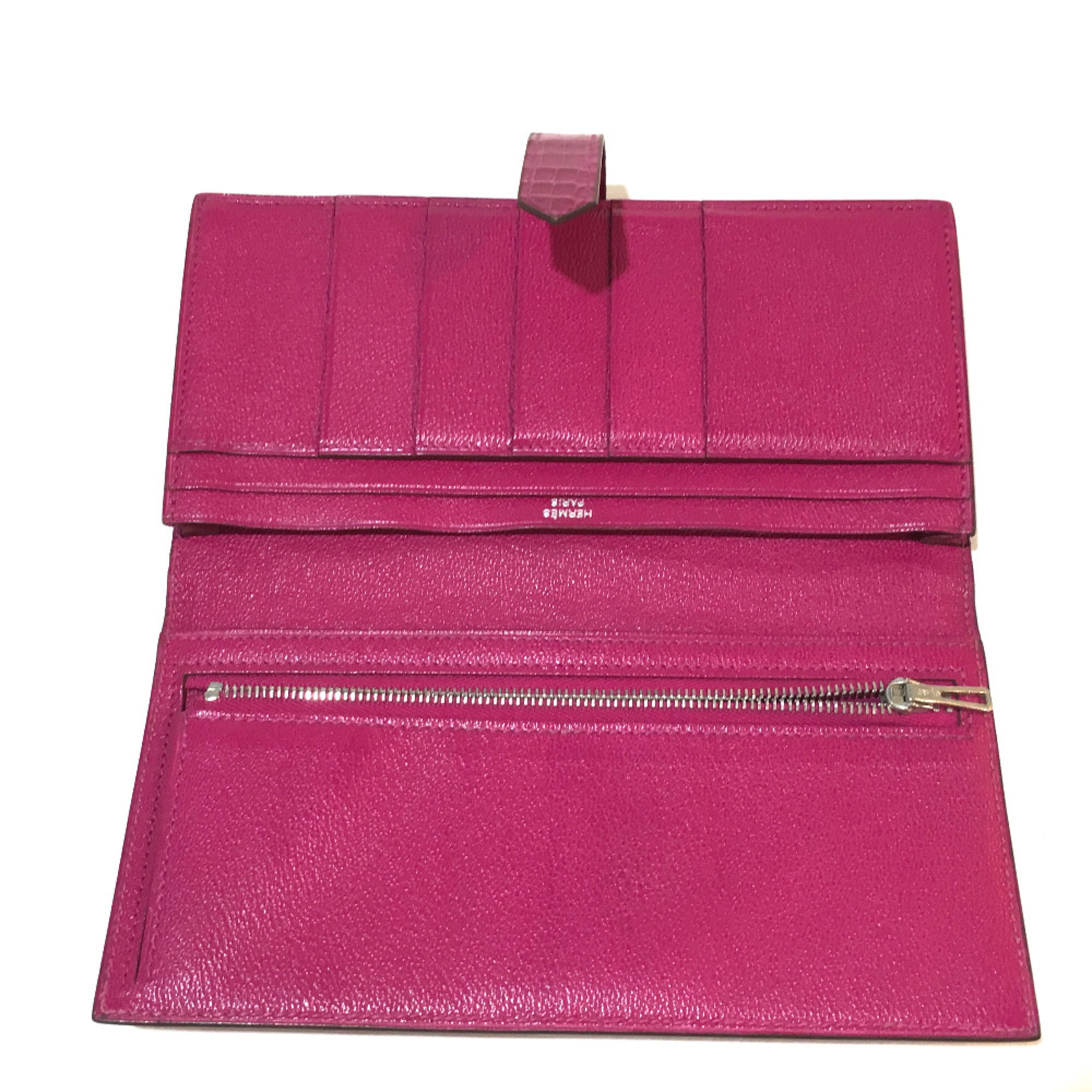 Hermes Bearn Souffle Bifold Long Wallet Rose Shepherd pink SilverHardware