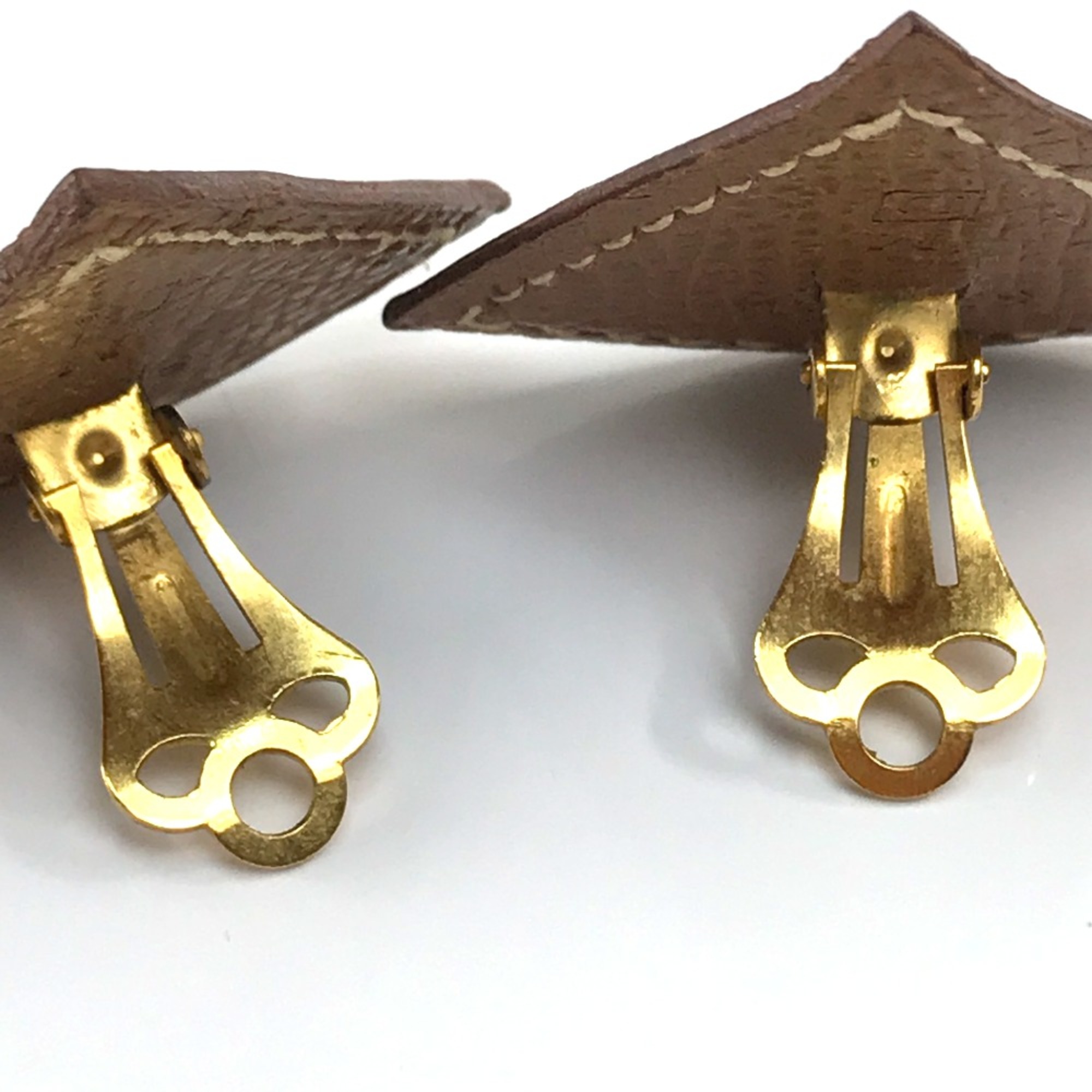 Hermes Accessories Clip type Earrings Gold Brown