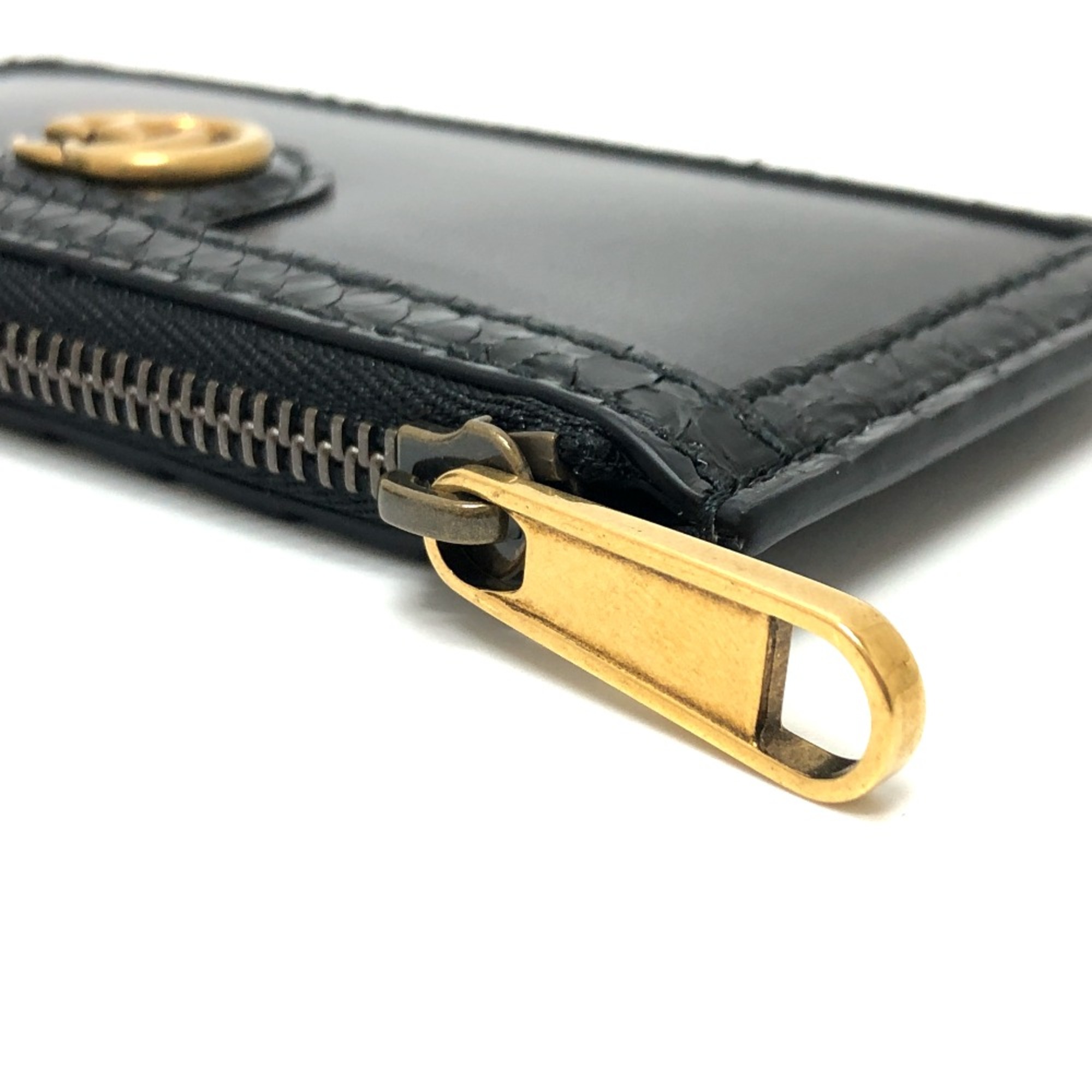 Gucci 699349 Limited edition Wallet Fragment Case Card Case coin purse Black GoldHardware