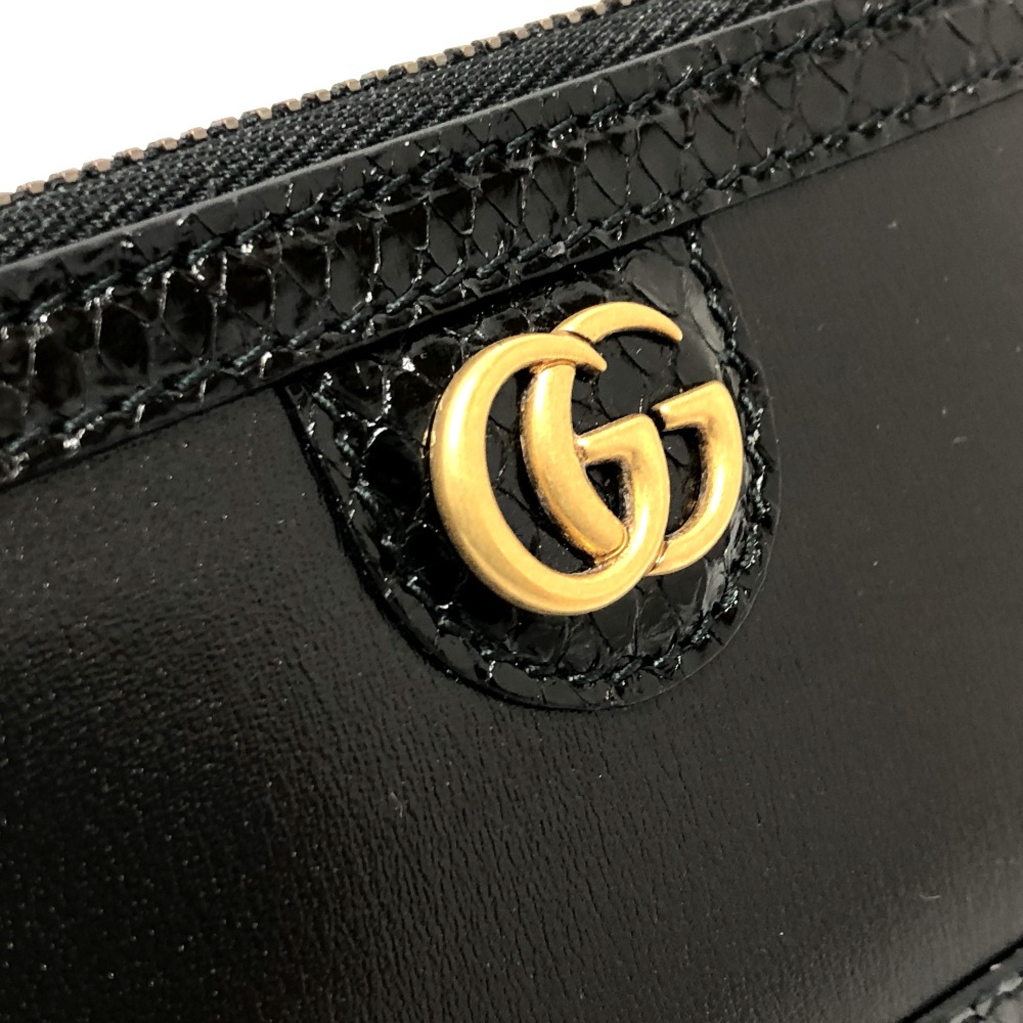 Gucci 699349 Limited edition Wallet Fragment Case Card Case coin purse Black GoldHardware