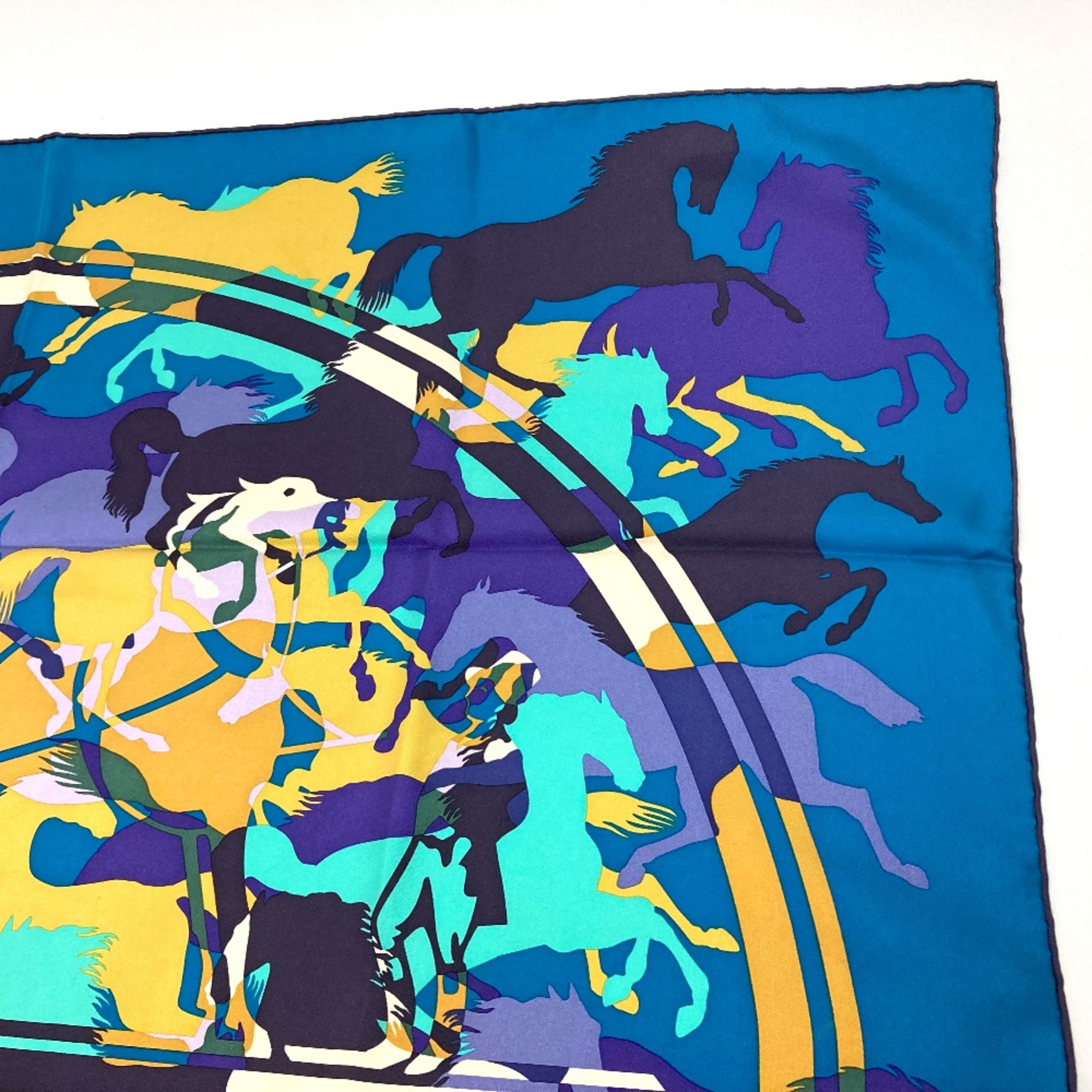 Hermes Carre90 Silk Scarf Scarf Blue Based