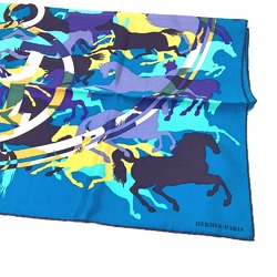 Hermes Carre90 Silk Scarf Scarf Blue Based