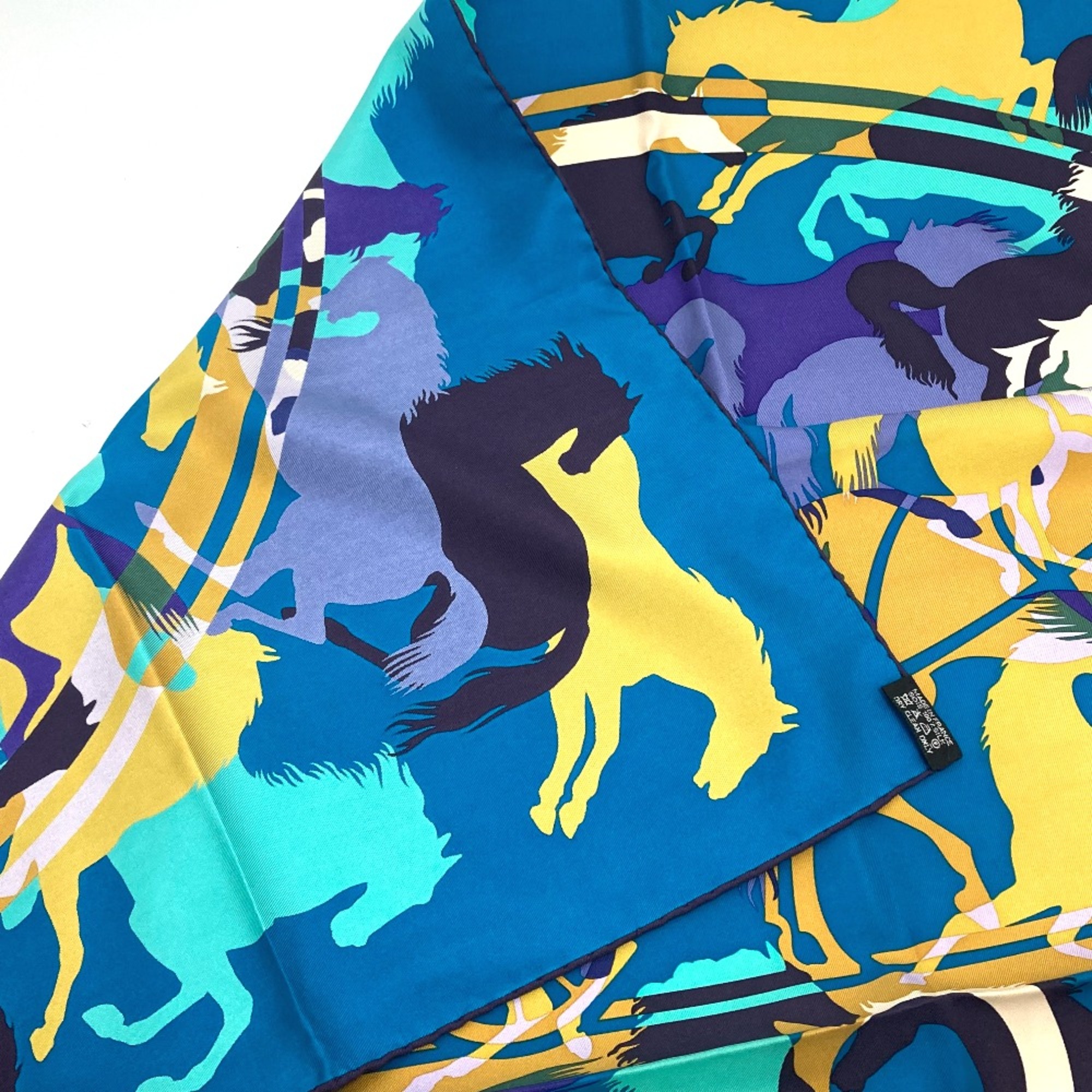 Hermes Carre90 Silk Scarf Scarf Blue Based