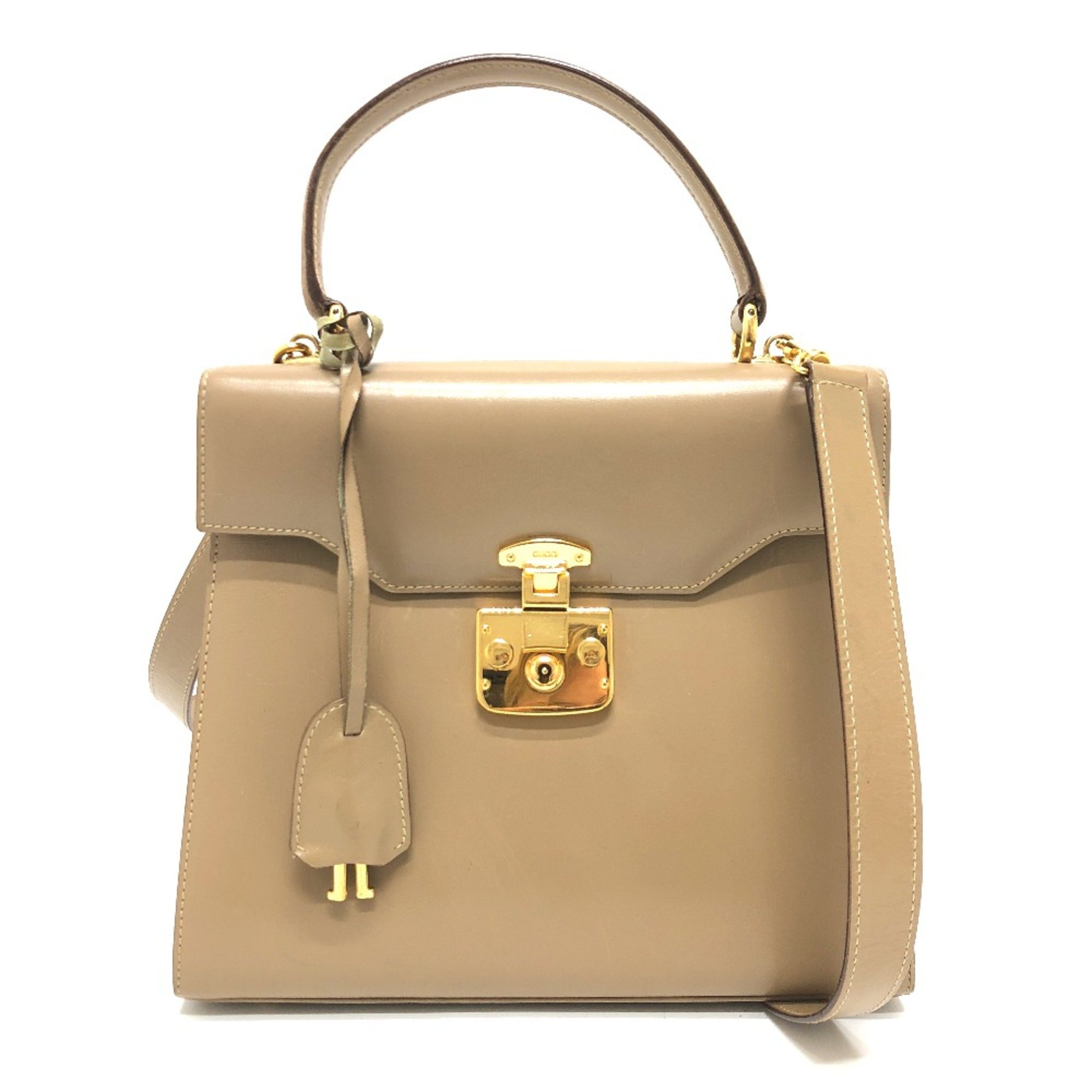 Gucci 2WAY Bag Shoulder Bag Crossbody Hand Bag Beige GoldHardware