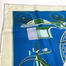 Hermes LA PERRIERE Carre90 Scarf Blue x Green x Ivory