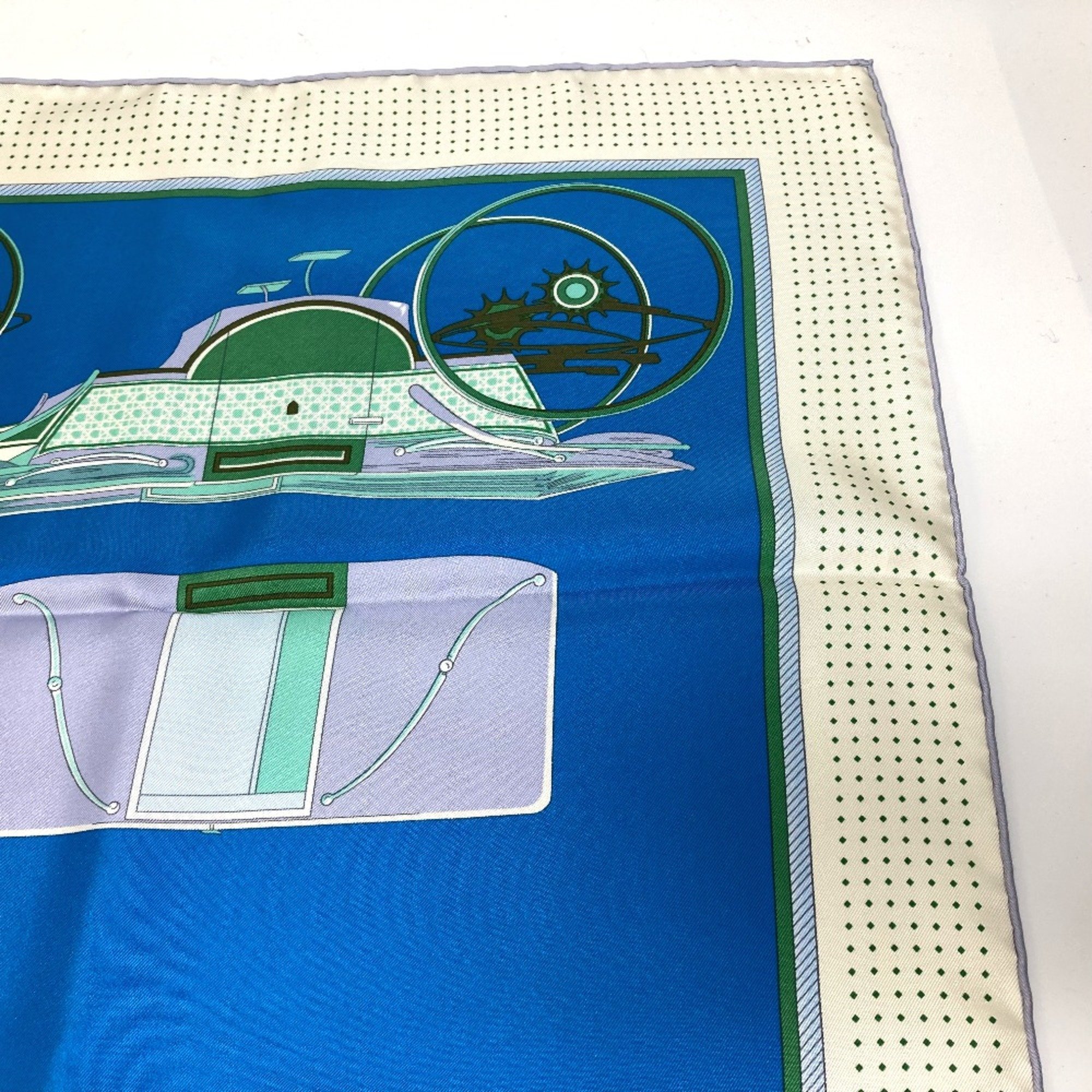 Hermes LA PERRIERE Carre90 Scarf Blue x Green x Ivory