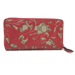 Gucci 410102 Arabesque Long Wallet Red x Brown SilverHardware