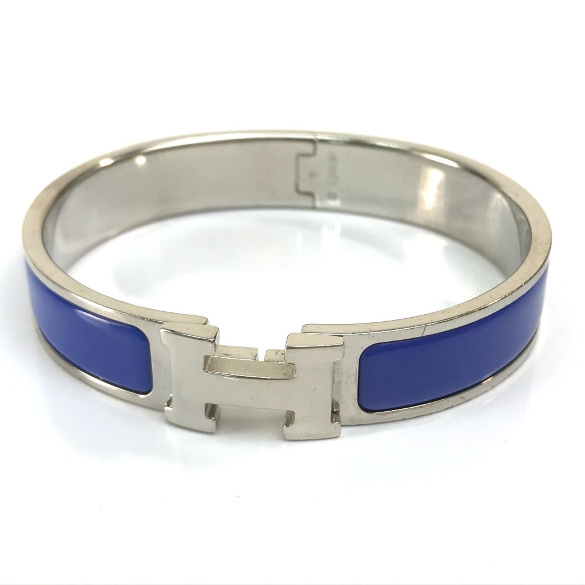 Hermes Click crack PM Accessories Bangle Blue /Silver