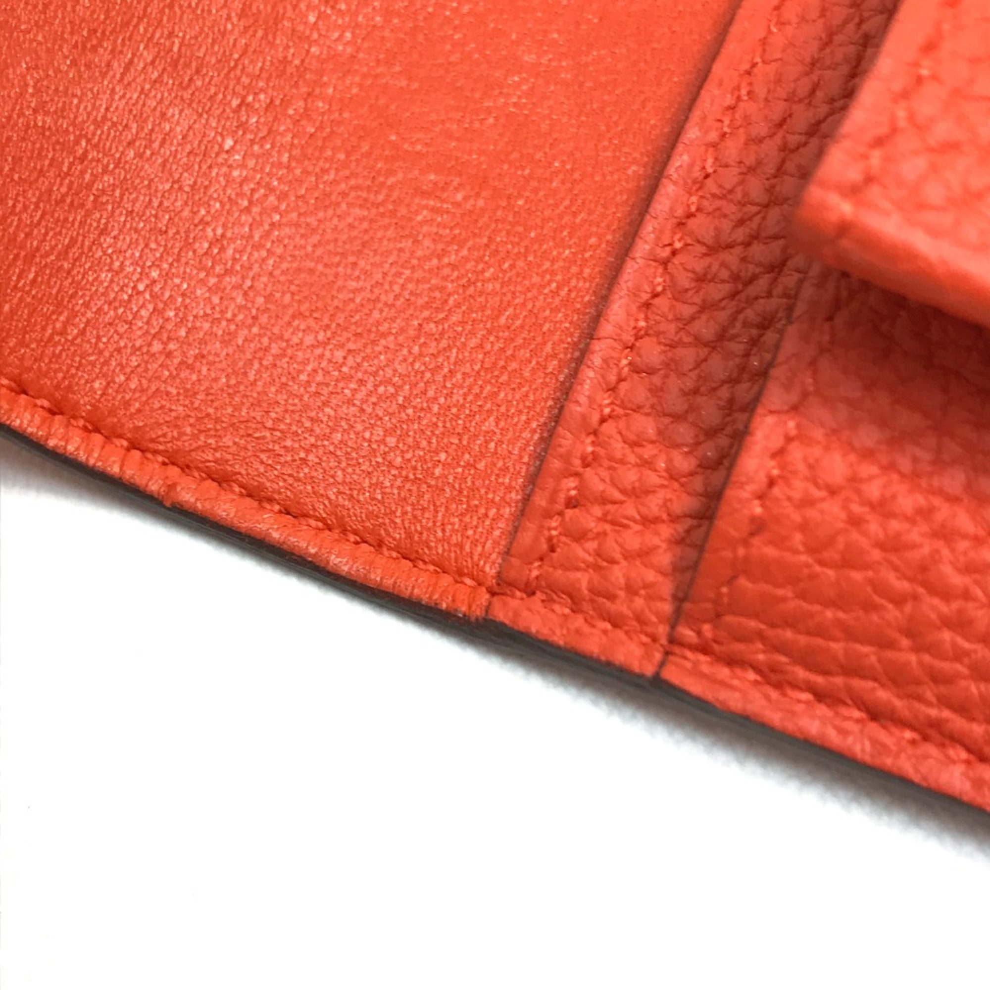 Hermes With coin purse Long Wallet Rouge tomato Orange red