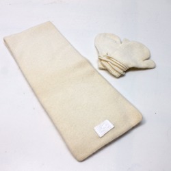 Hermes Baby mittens & muffler set Scarf White