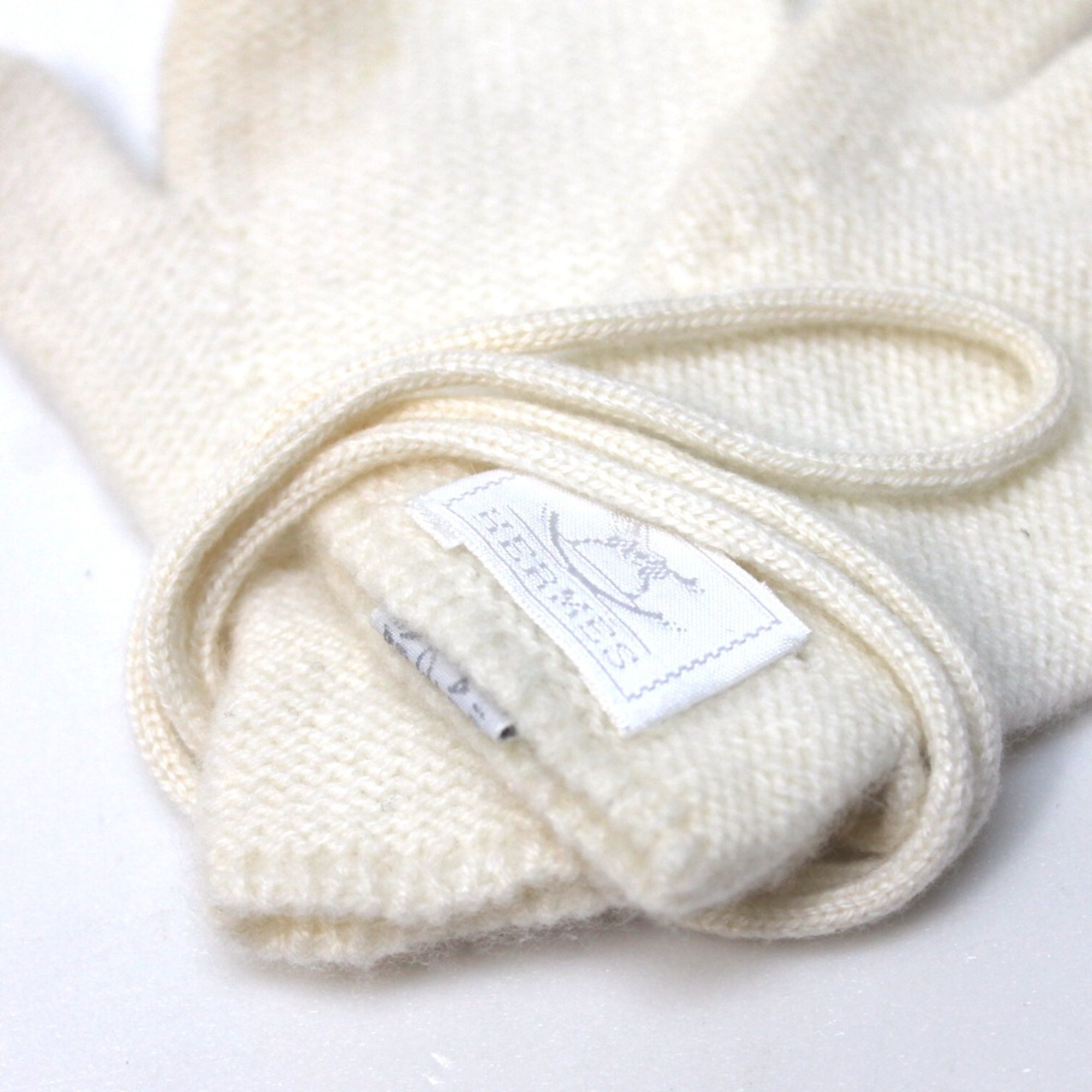 Hermes Baby mittens & muffler set Scarf White