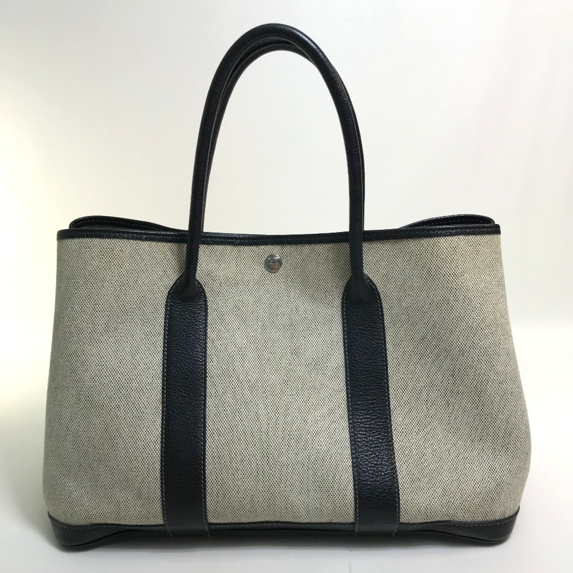 Hermes Bag Hand Bag Tote Bag Black x Natural