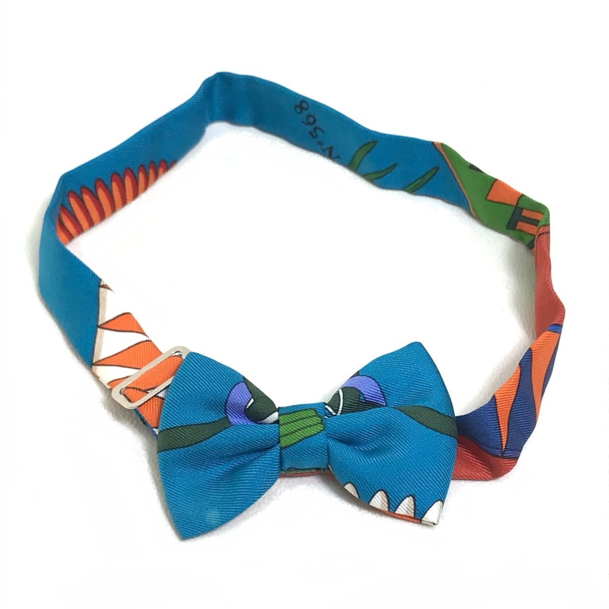 Hermes Bowtie ribbon Necktie Blue x Multicolore