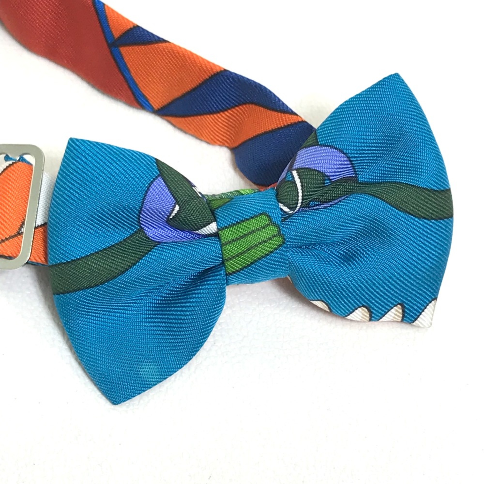 Hermes Bowtie ribbon Necktie Blue x Multicolore