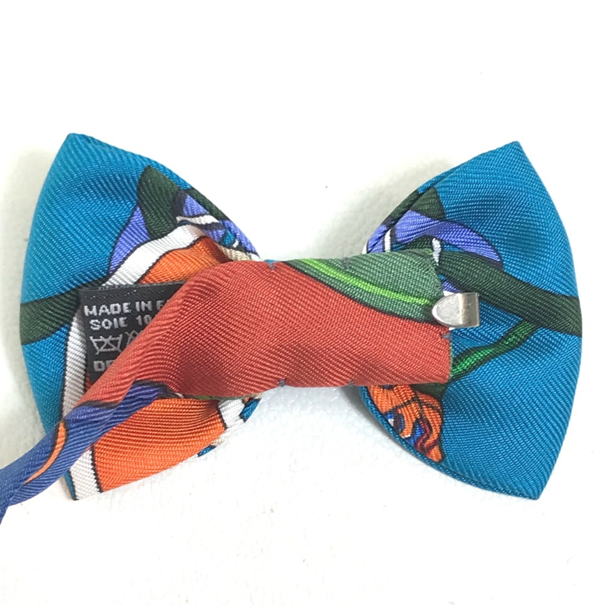 Hermes Bowtie ribbon Necktie Blue x Multicolore