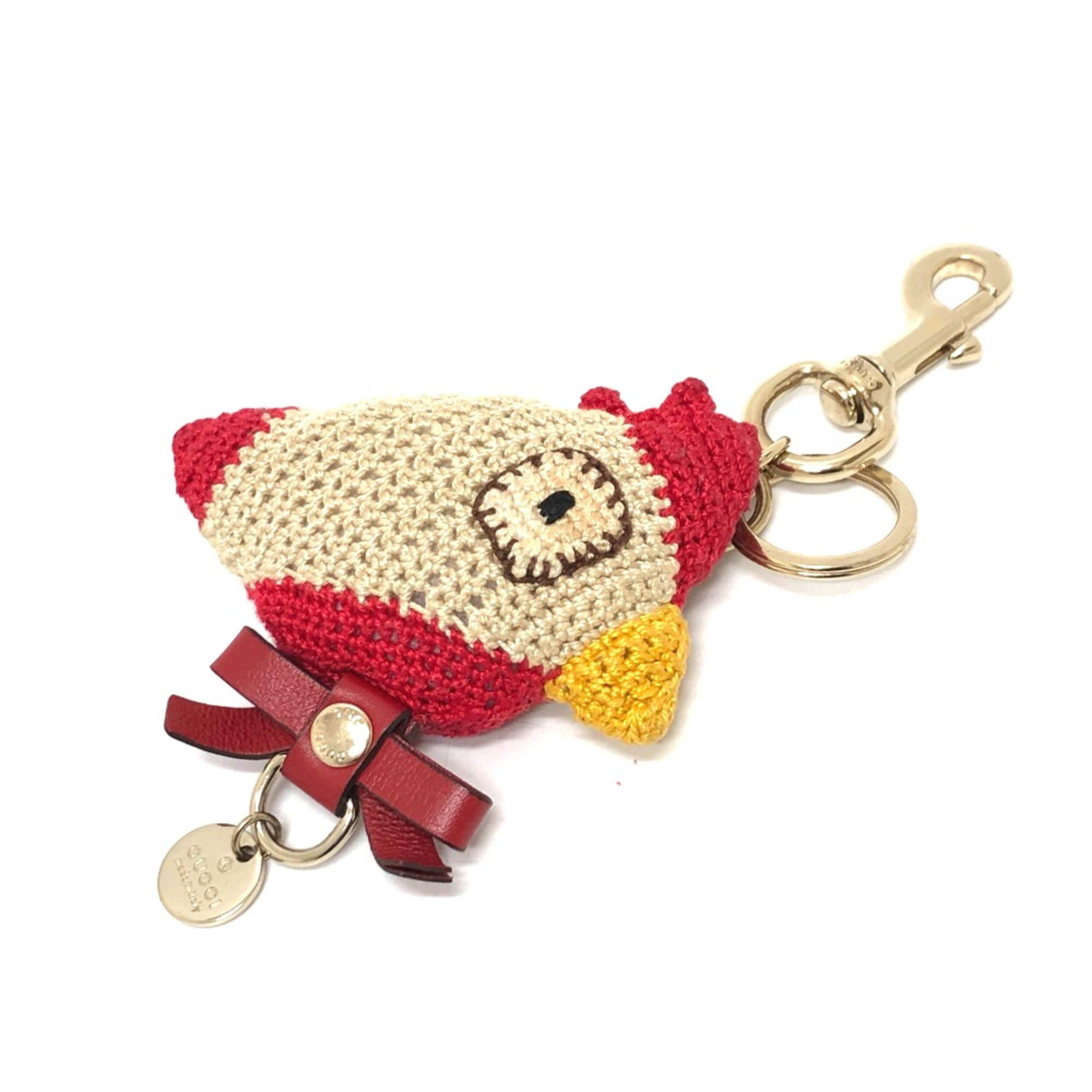 Gucci Key Holder Bag Charm Beige Red/Yellow/GoldHardware