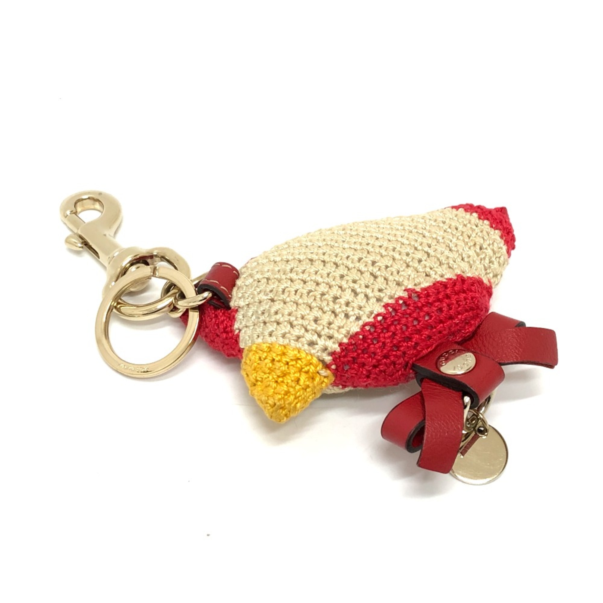 Gucci Key Holder Bag Charm Beige Red/Yellow/GoldHardware