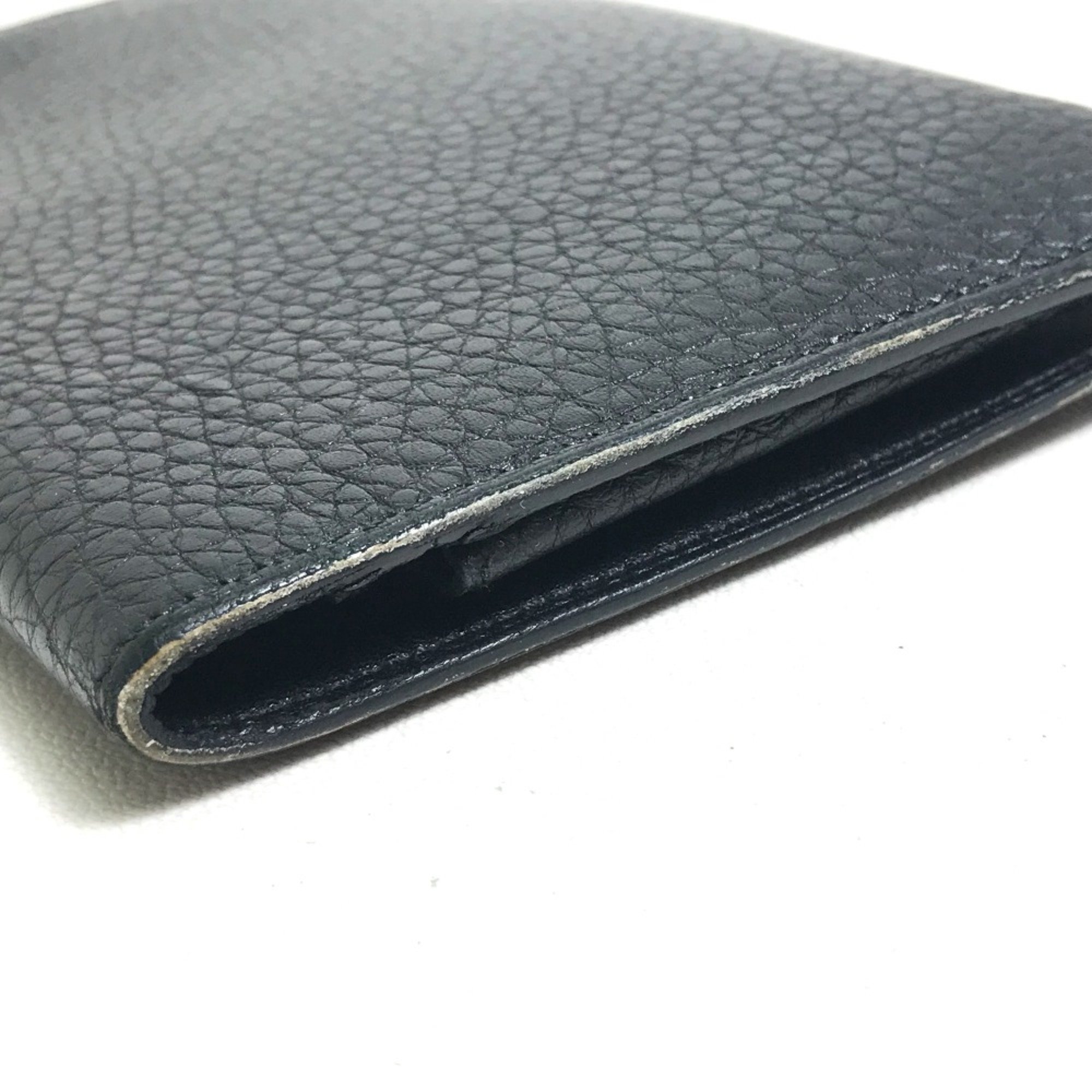 Hermes With coin purse Folded wallet Black SilverHardware