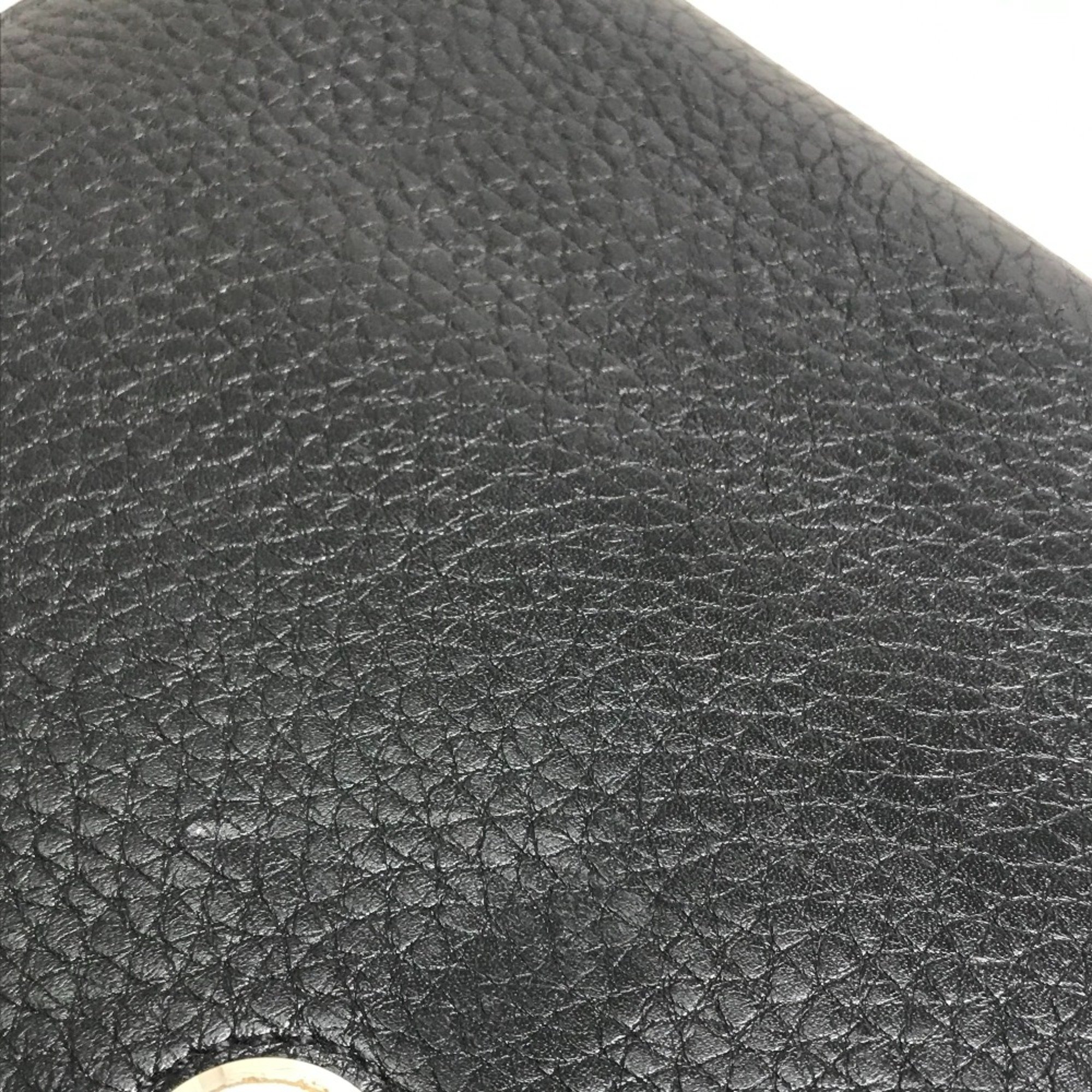 Hermes With coin purse Folded wallet Black SilverHardware