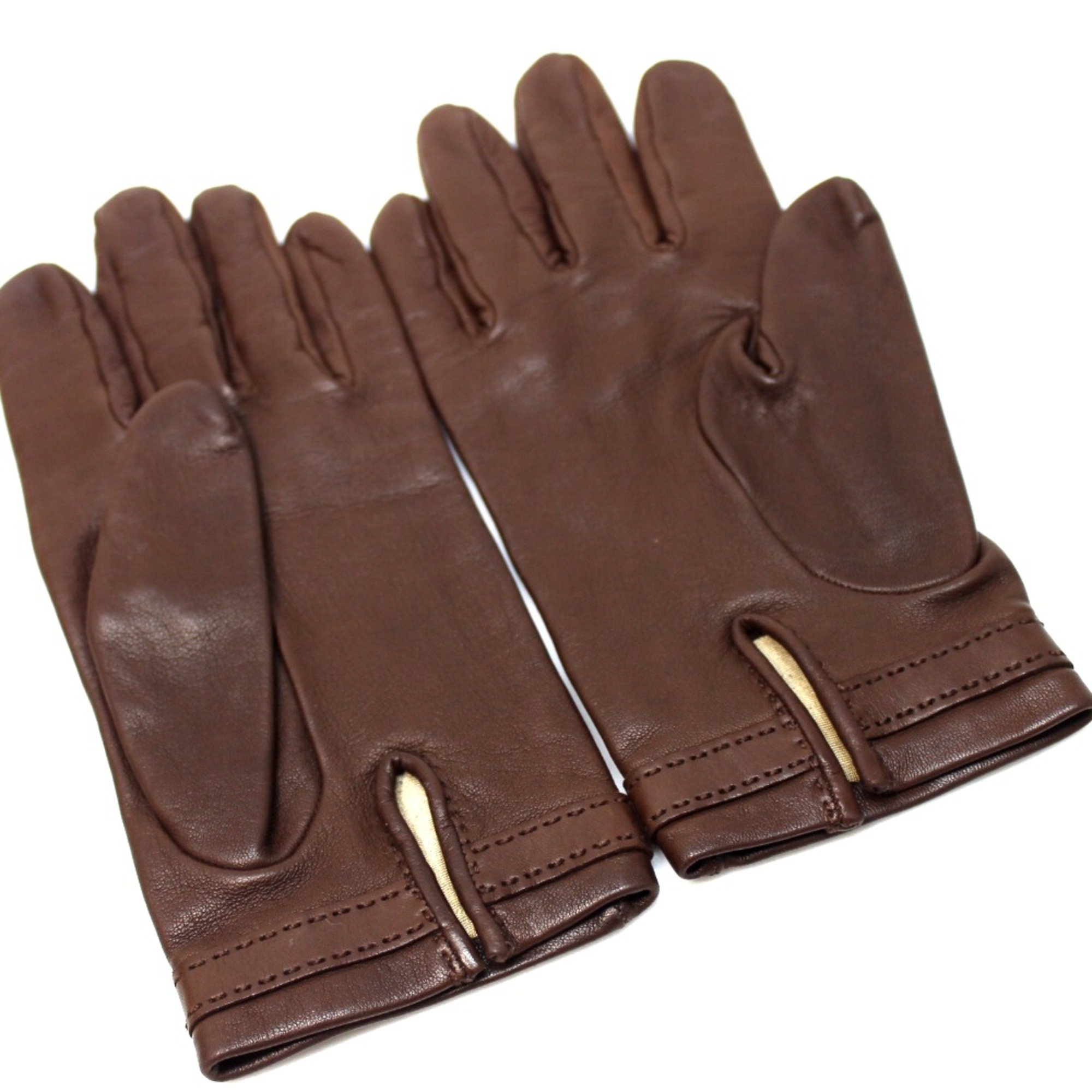 Hermes gloves Miscellaneous goods Glove Brown SilverHardware Brown