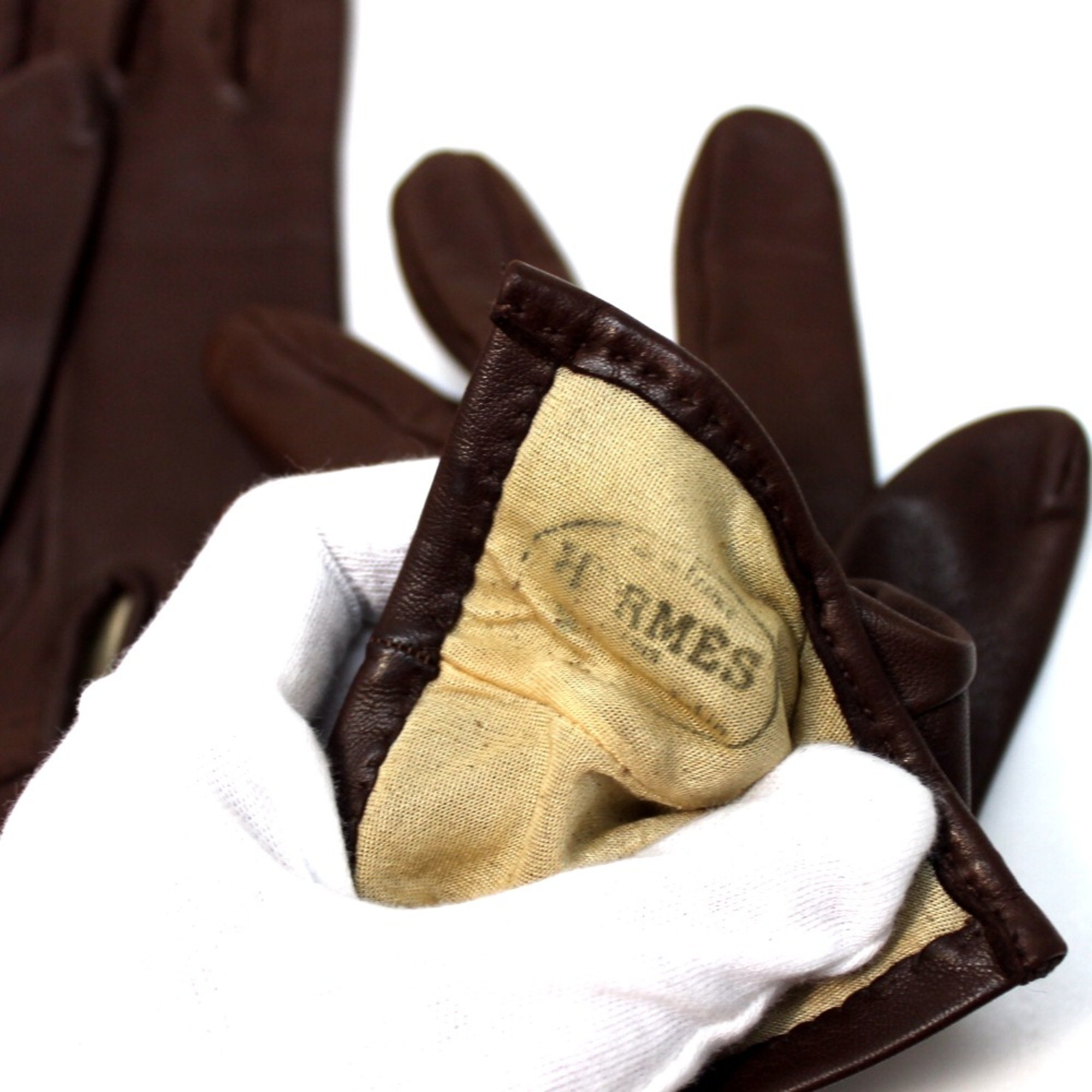 Hermes gloves Miscellaneous goods Glove Brown SilverHardware Brown