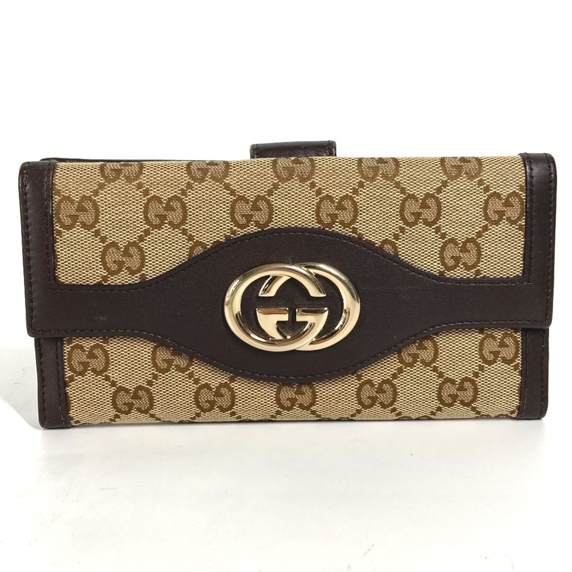 Gucci 282426 GG long wallet flap Long Wallet Beige Dark brown