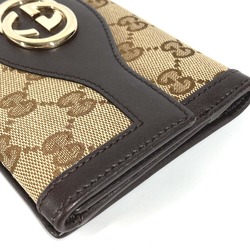 Gucci 282426 GG long wallet flap Long Wallet Beige Dark brown