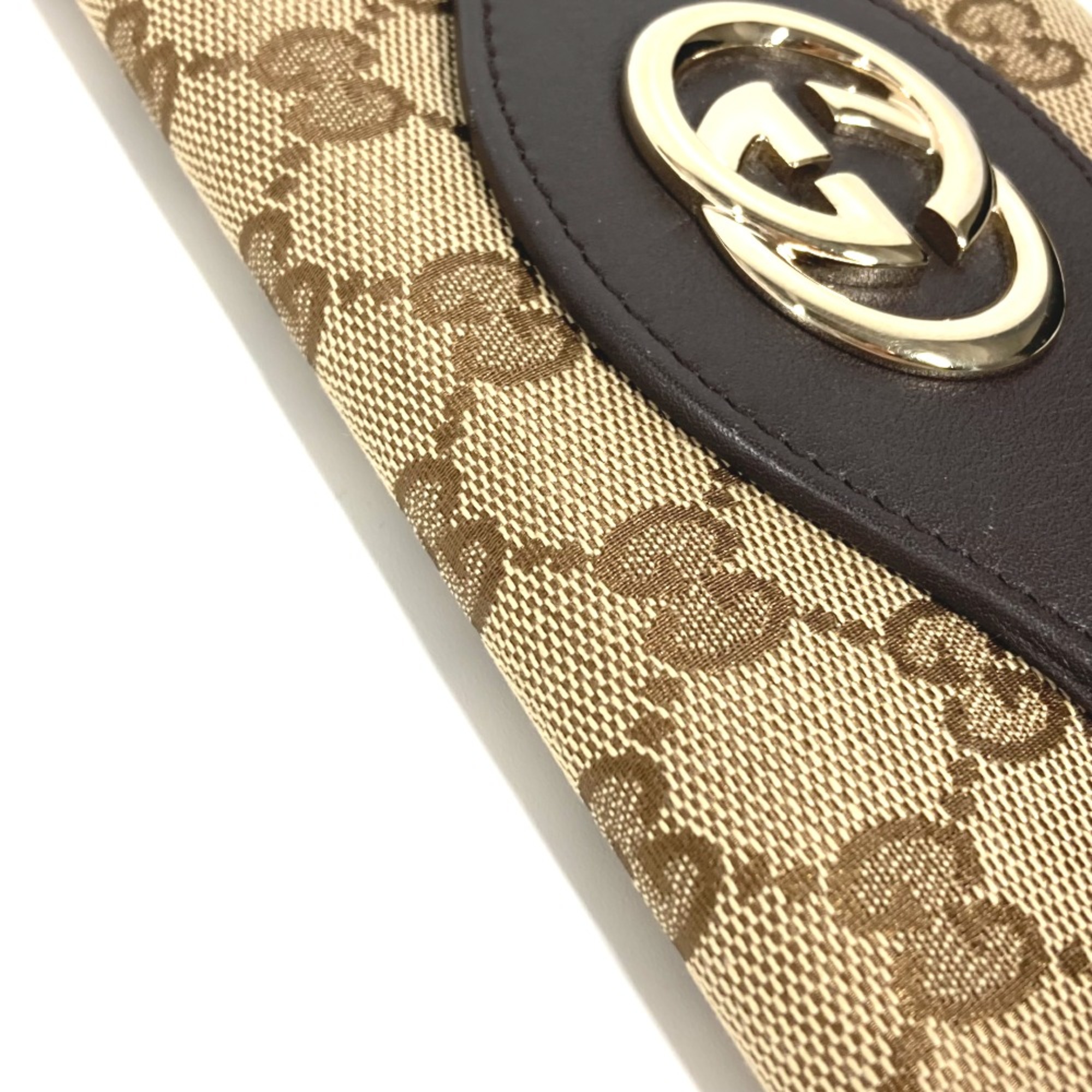 Gucci 282426 GG long wallet flap Long Wallet Beige Dark brown