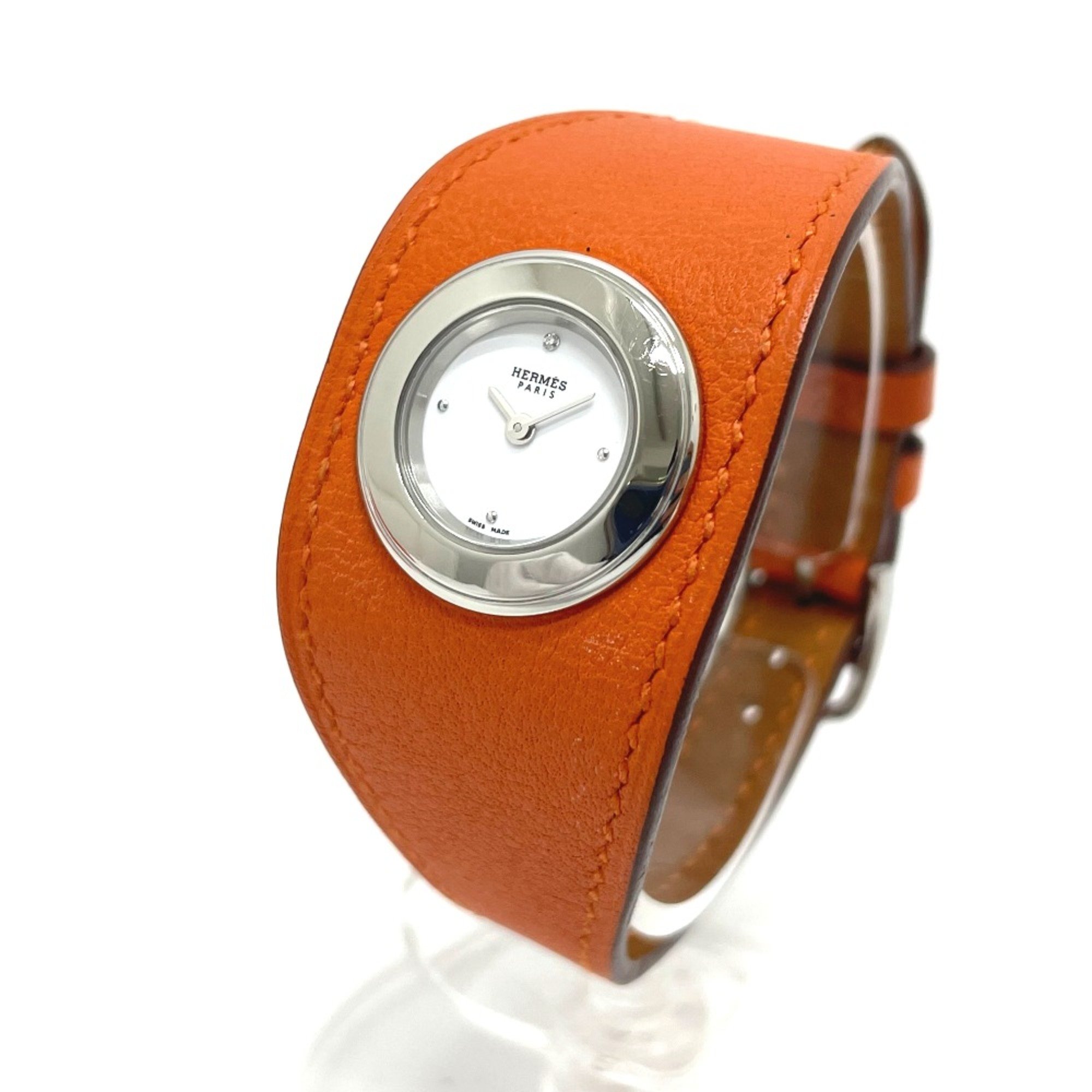 Hermes FG2.110 Quartz Wristwatch Silver Orange