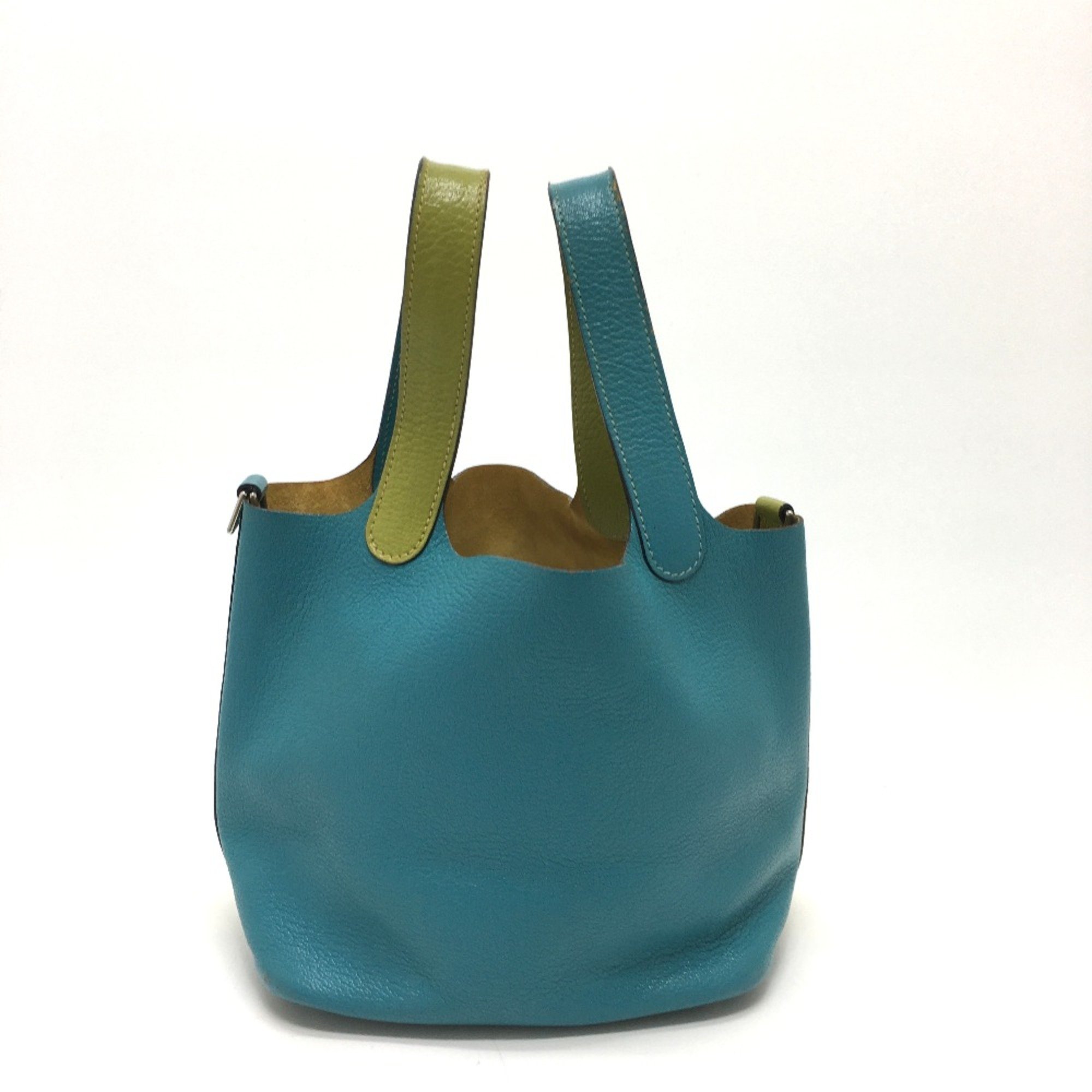 Hermes Handbag Bag Tote Bag Hand Bag Turquoise x Anise Green Green x blue SilverHardware