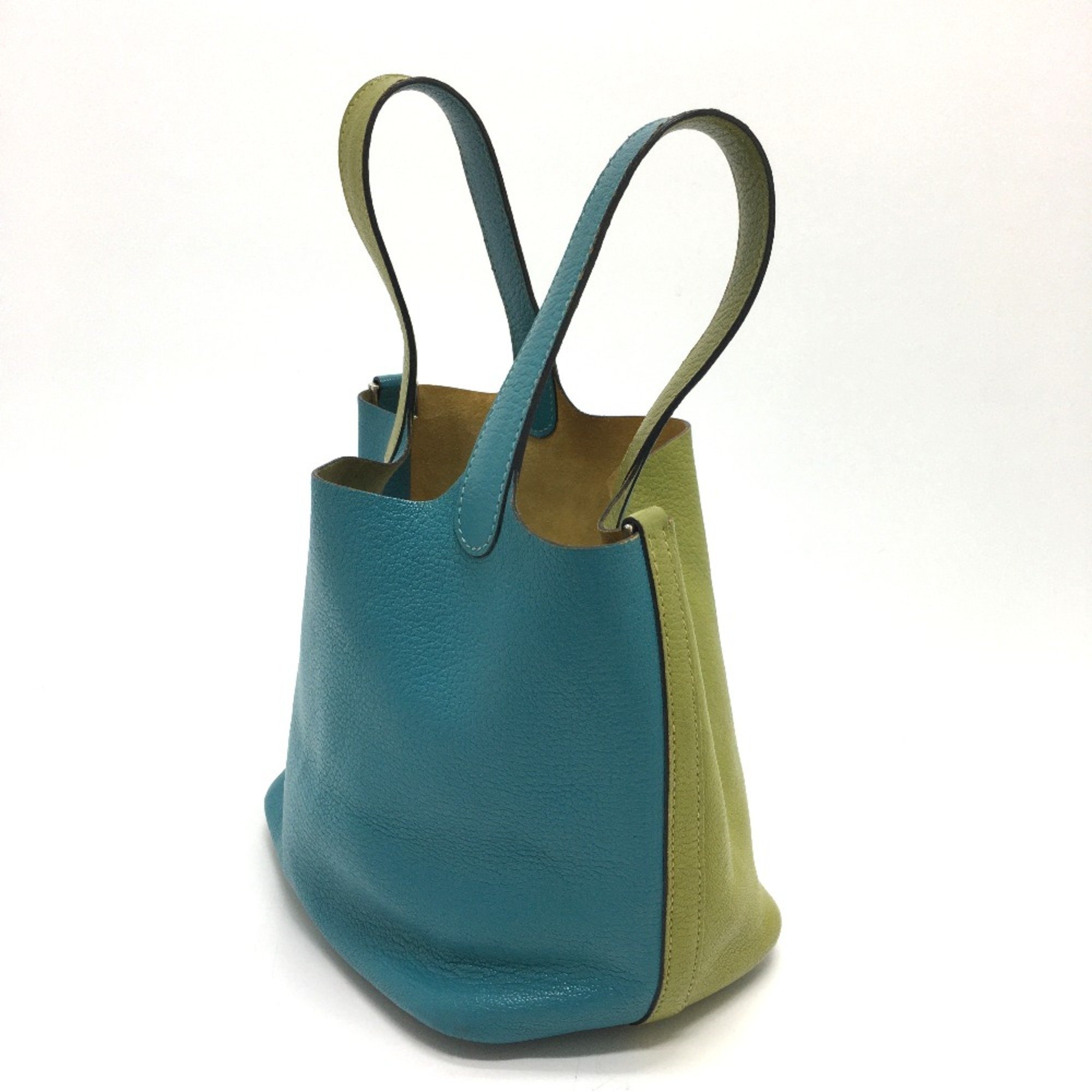 Hermes Handbag Bag Tote Bag Hand Bag Turquoise x Anise Green Green x blue SilverHardware