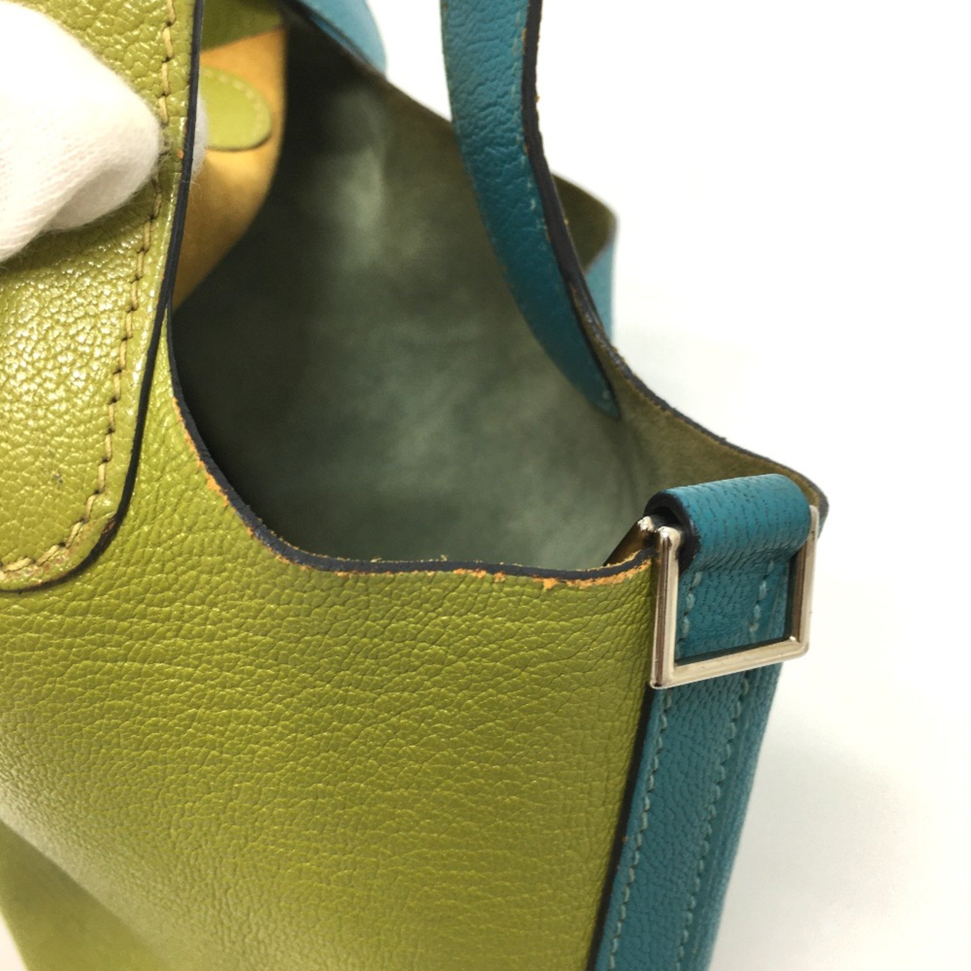 Hermes Handbag Bag Tote Bag Hand Bag Turquoise x Anise Green Green x blue SilverHardware