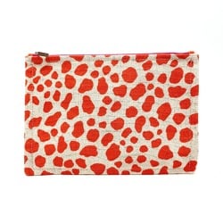 Hermes Leopard Cosmetics Pouch Orange x Beige