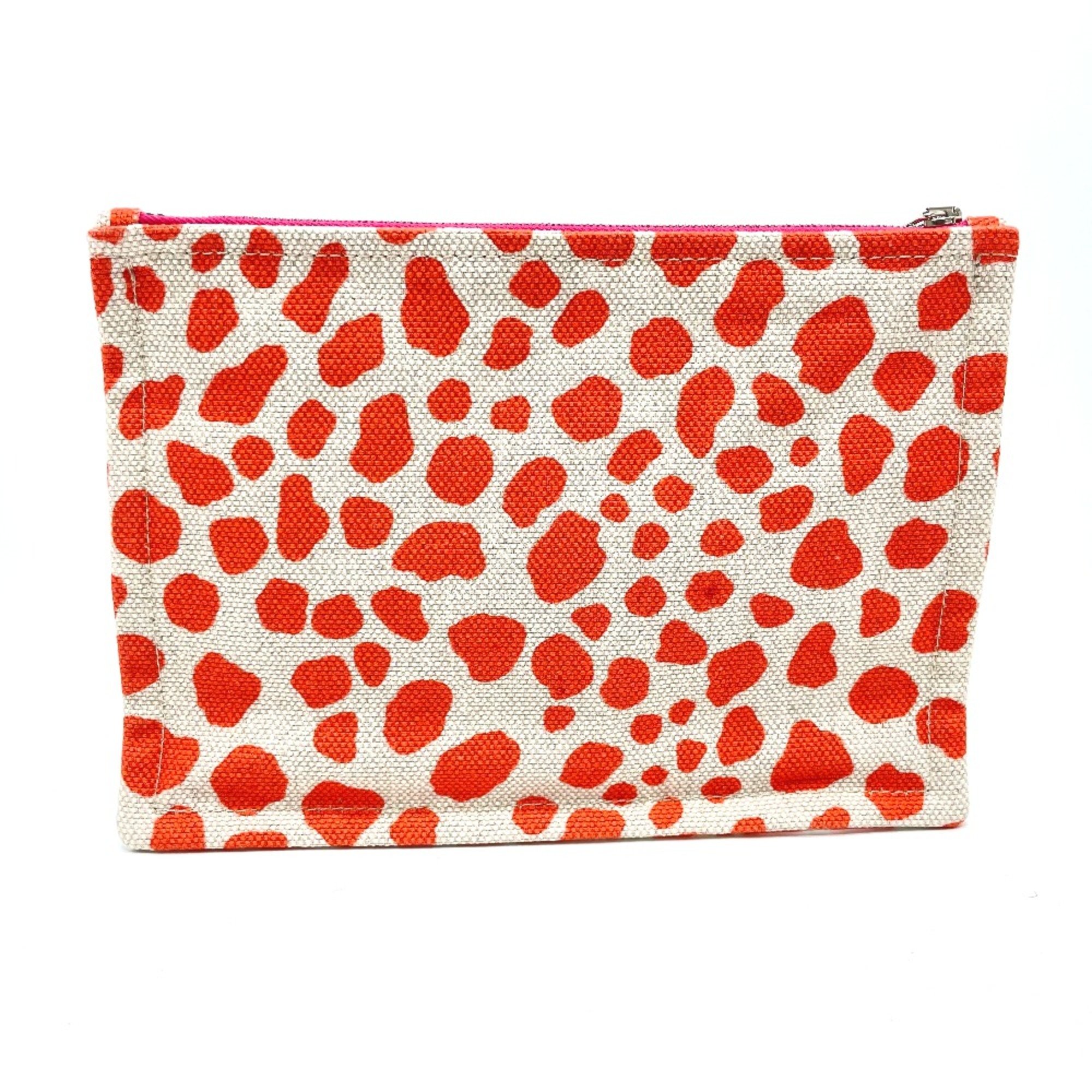 Hermes Leopard Cosmetics Pouch Orange x Beige