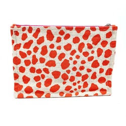 Hermes Leopard Cosmetics Pouch Orange x Beige