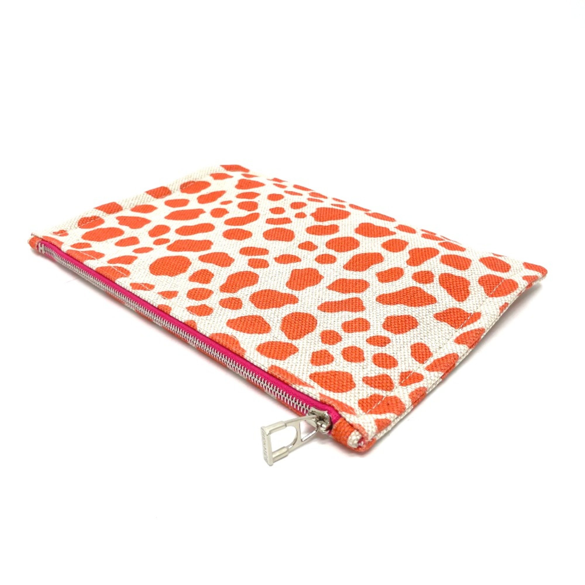 Hermes Leopard Cosmetics Pouch Orange x Beige