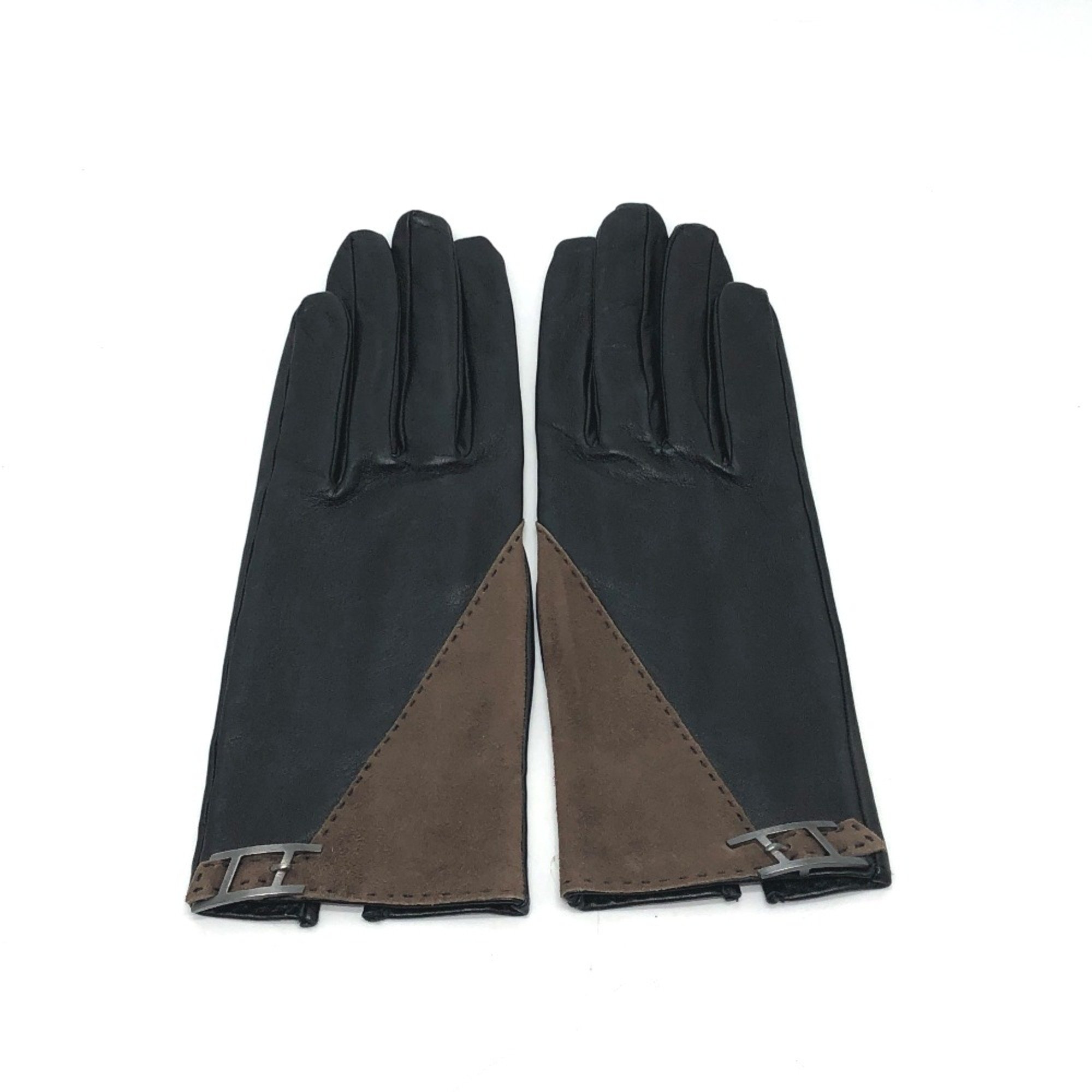 Hermes H logo gloves Brown