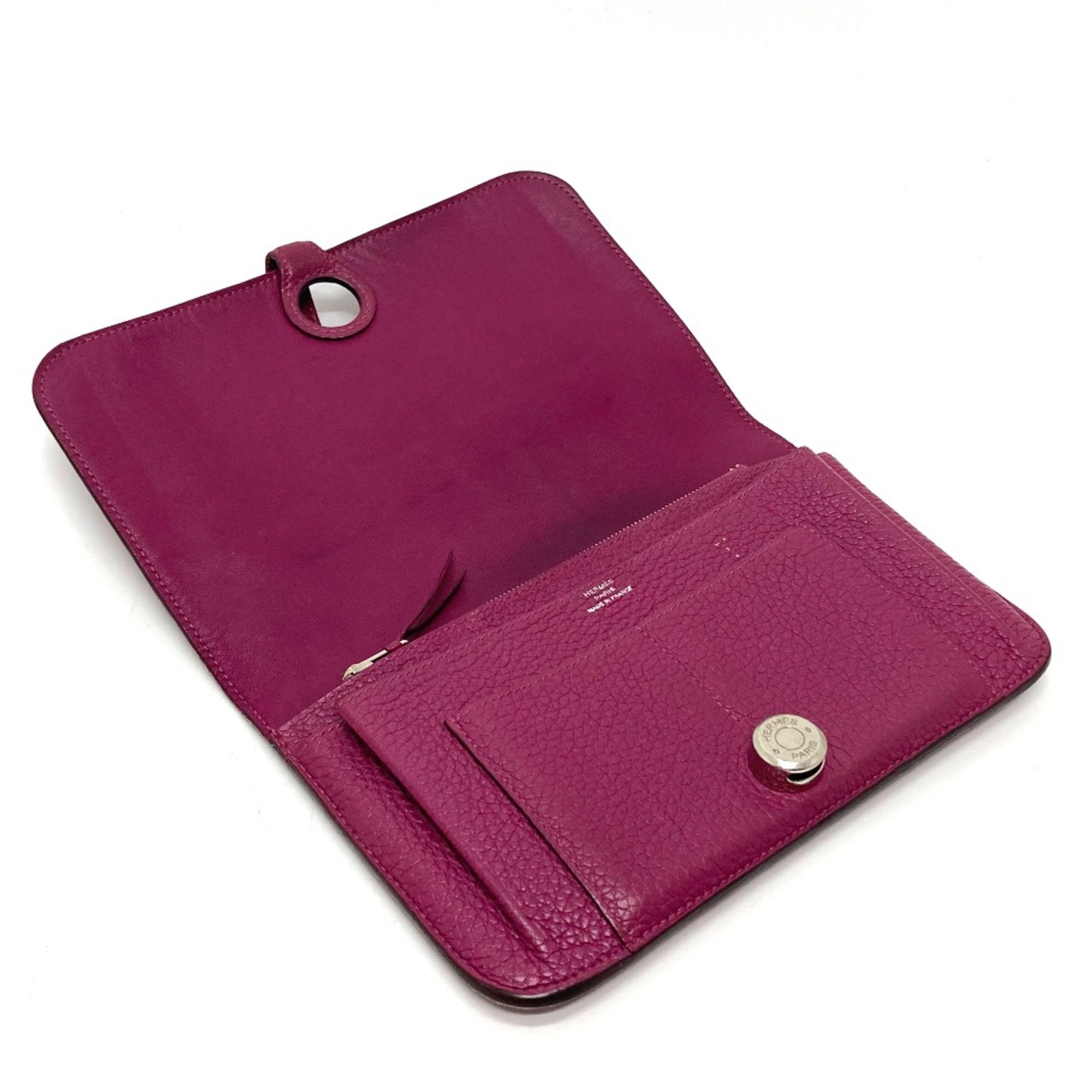 Hermes Long Wallet Folded wallet Purple Based SilverHardware