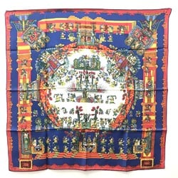 Hermes Carre90 ethnic Scarf Blue x Red x White Multicolore