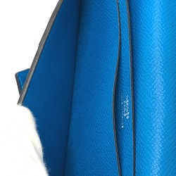 Hermes Bearn Souffle Bifold Long Wallet Blue Zanzibar blue SilverHardware