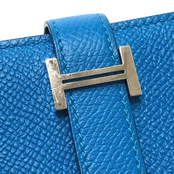 Hermes Bearn Souffle Bifold Long Wallet Blue Zanzibar blue SilverHardware