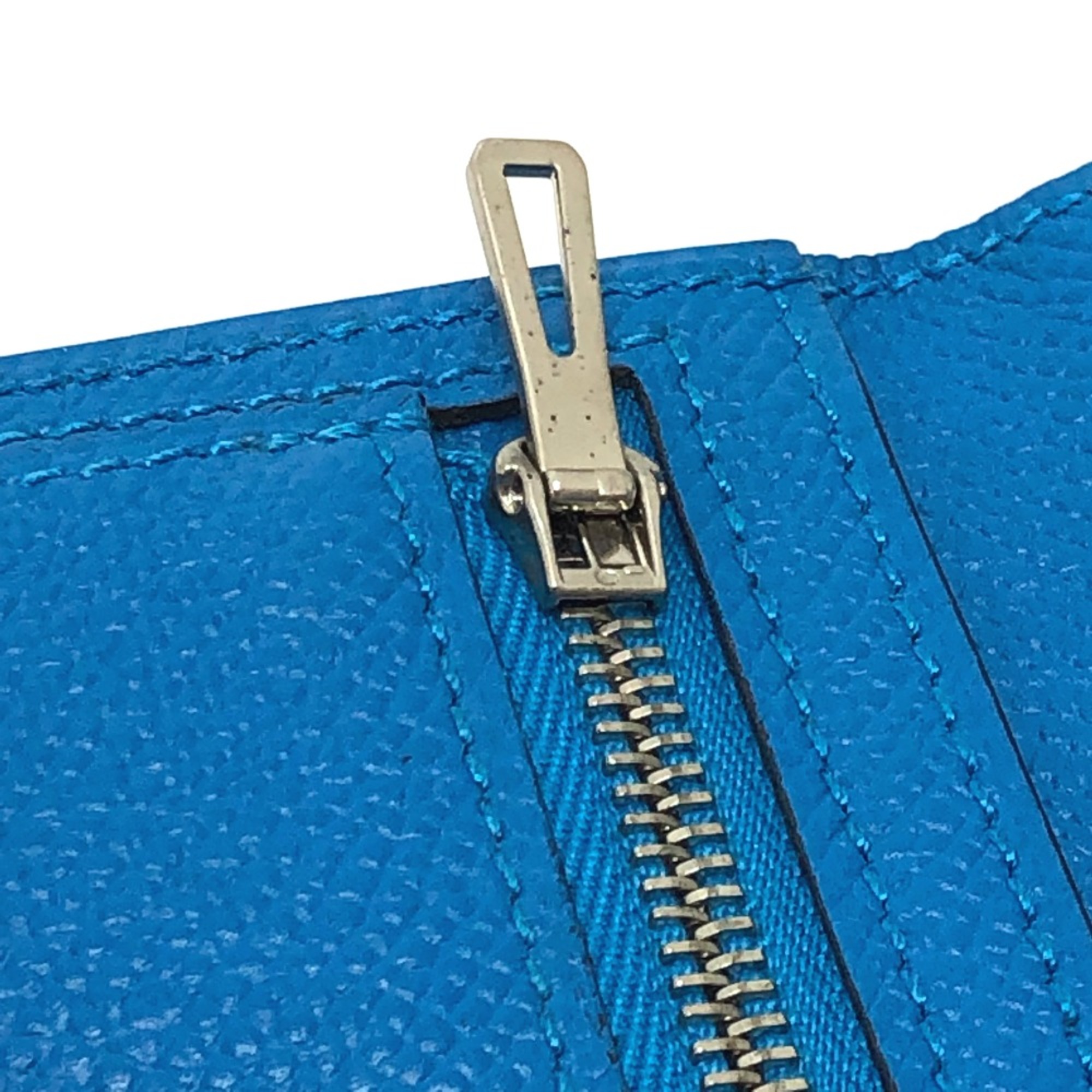 Hermes Bearn Souffle Bifold Long Wallet Blue Zanzibar blue SilverHardware